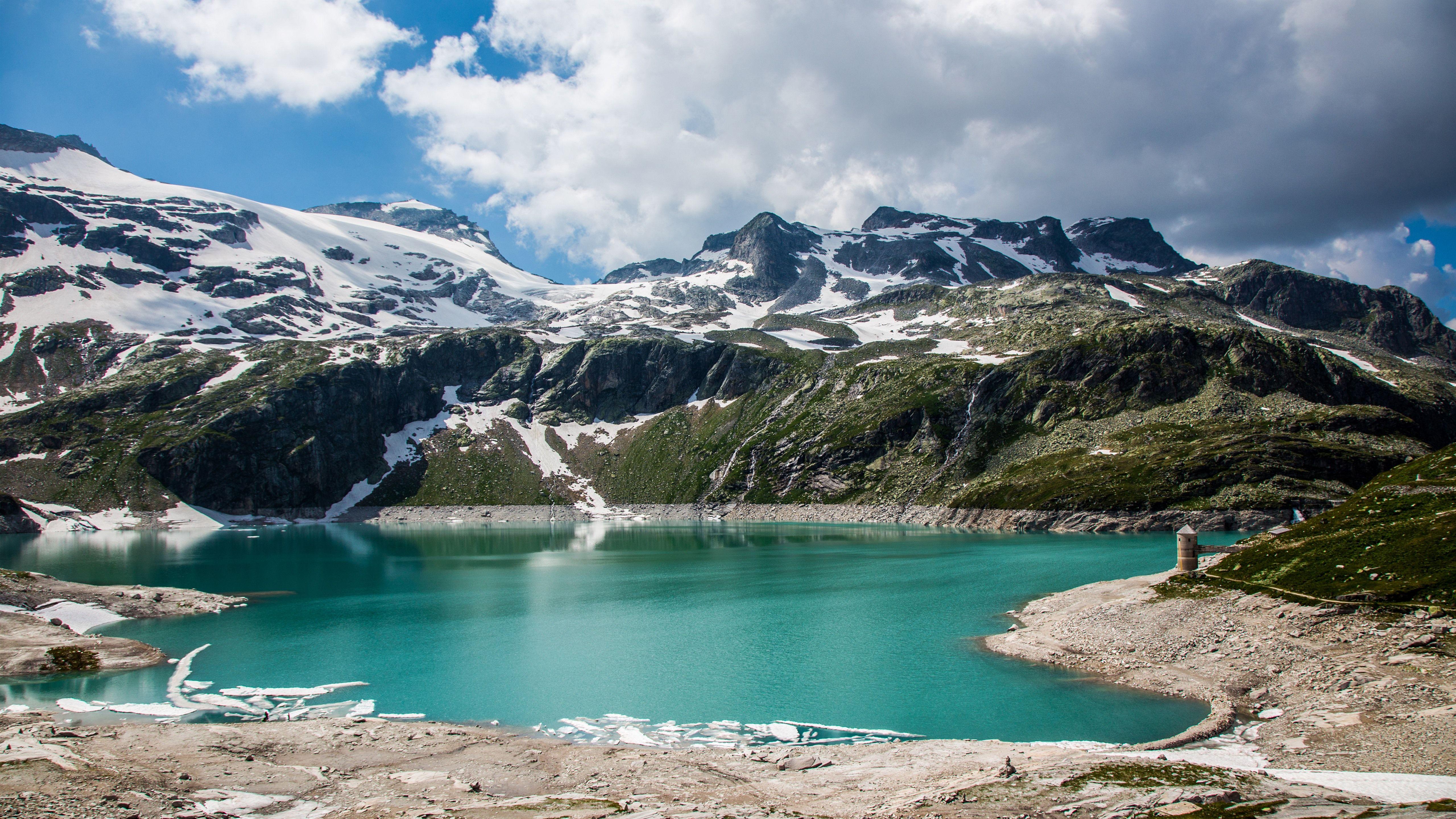 5120x2880 Wallpaper Emerald Lake, mountain, clouds 5120x2880 UHD 5K Picture, Image