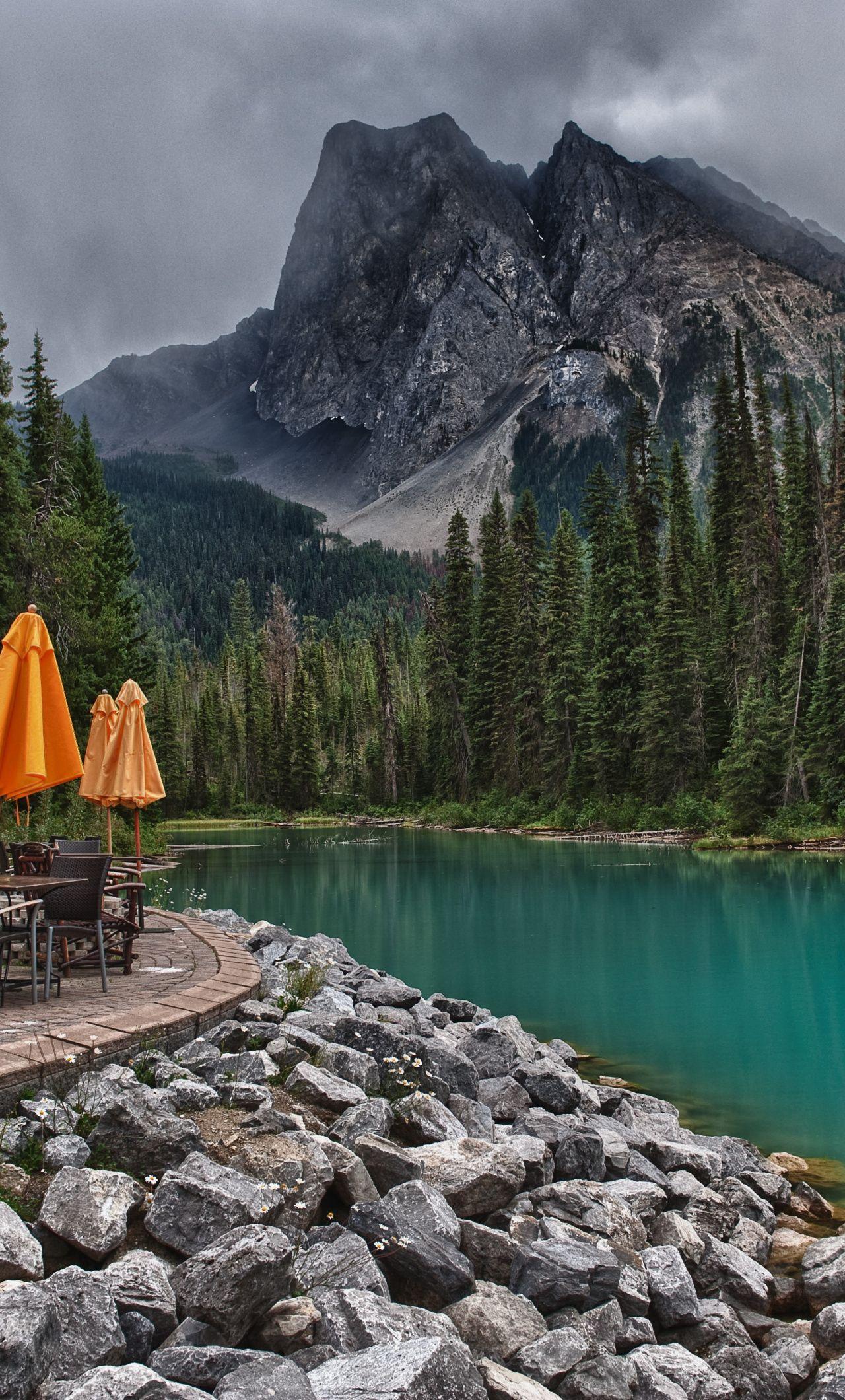 1280x2120 Download Banff, Emerald Lake, mountains, tree, Yoho National Park wallpaper, 1280x iPhone 6 Plus