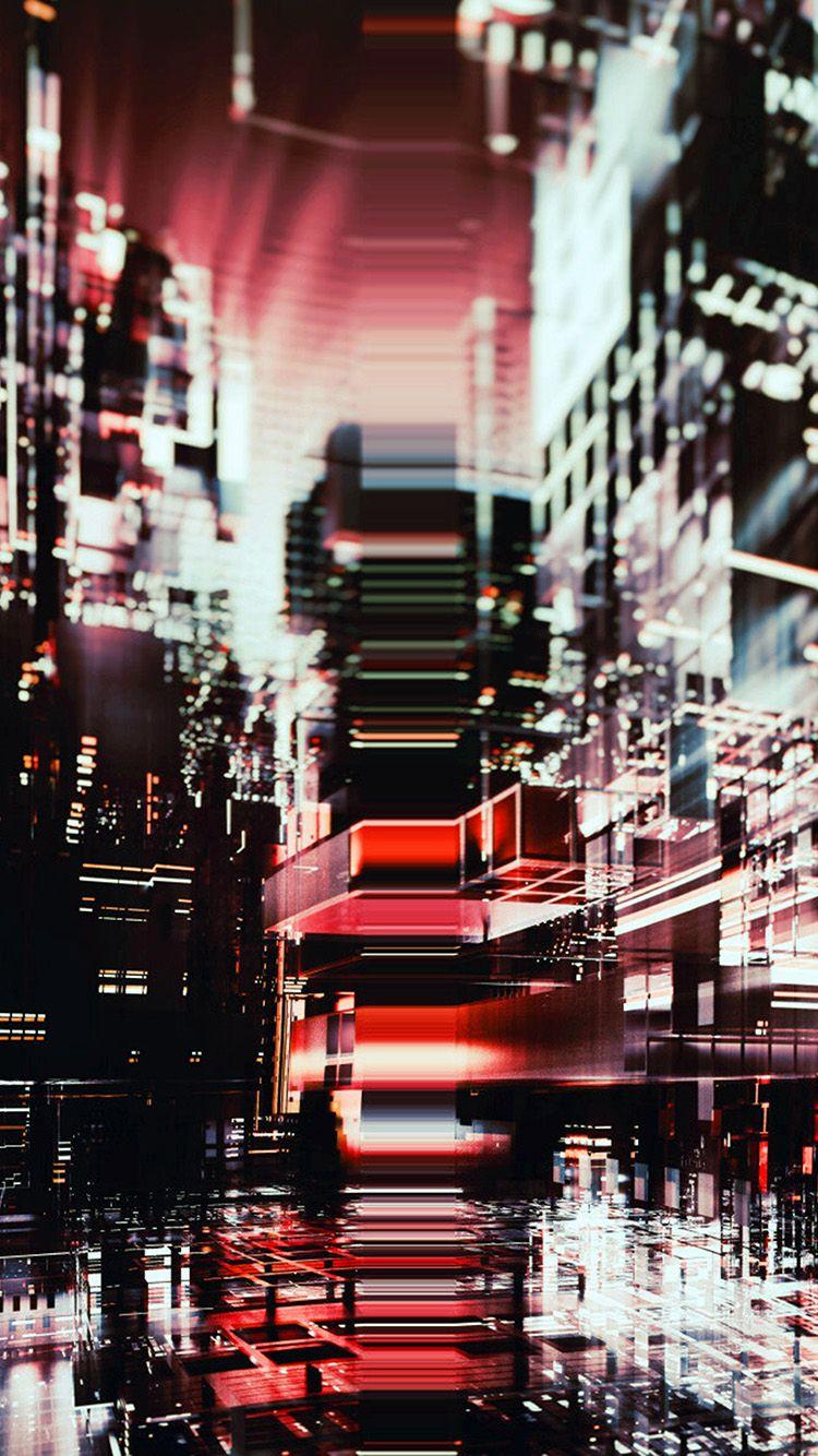 750x1334 digital city red light abstract art black