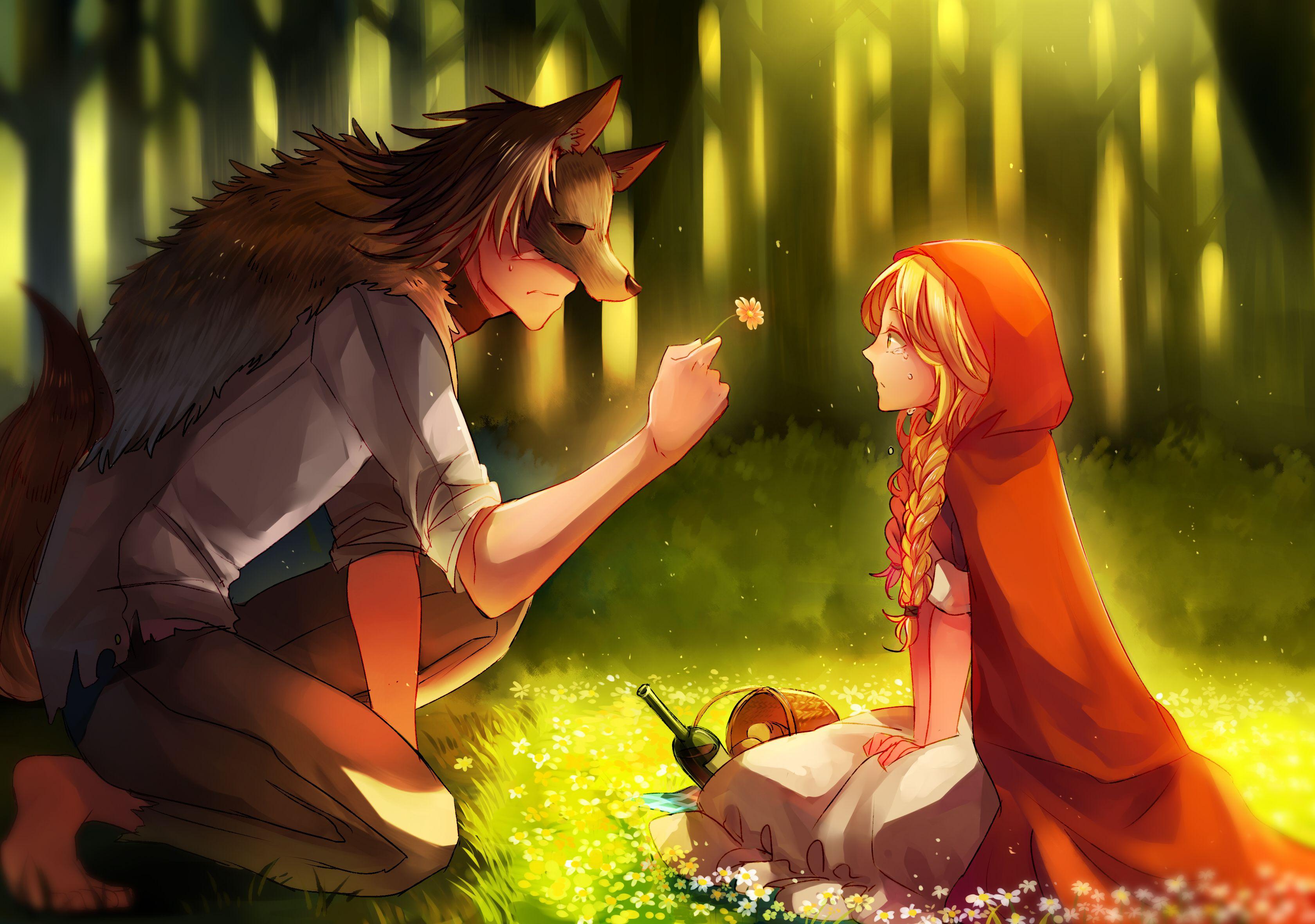Wallpaper Little Red Riding Hood anime girl 2880x1800 HD Picture Image