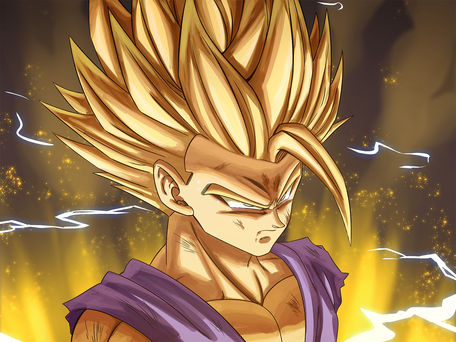 1600x1200 Kid Gohan SSJ2 [OC] : dbz. Anime dragon ball super, Dragon ball image, Dragon ball art