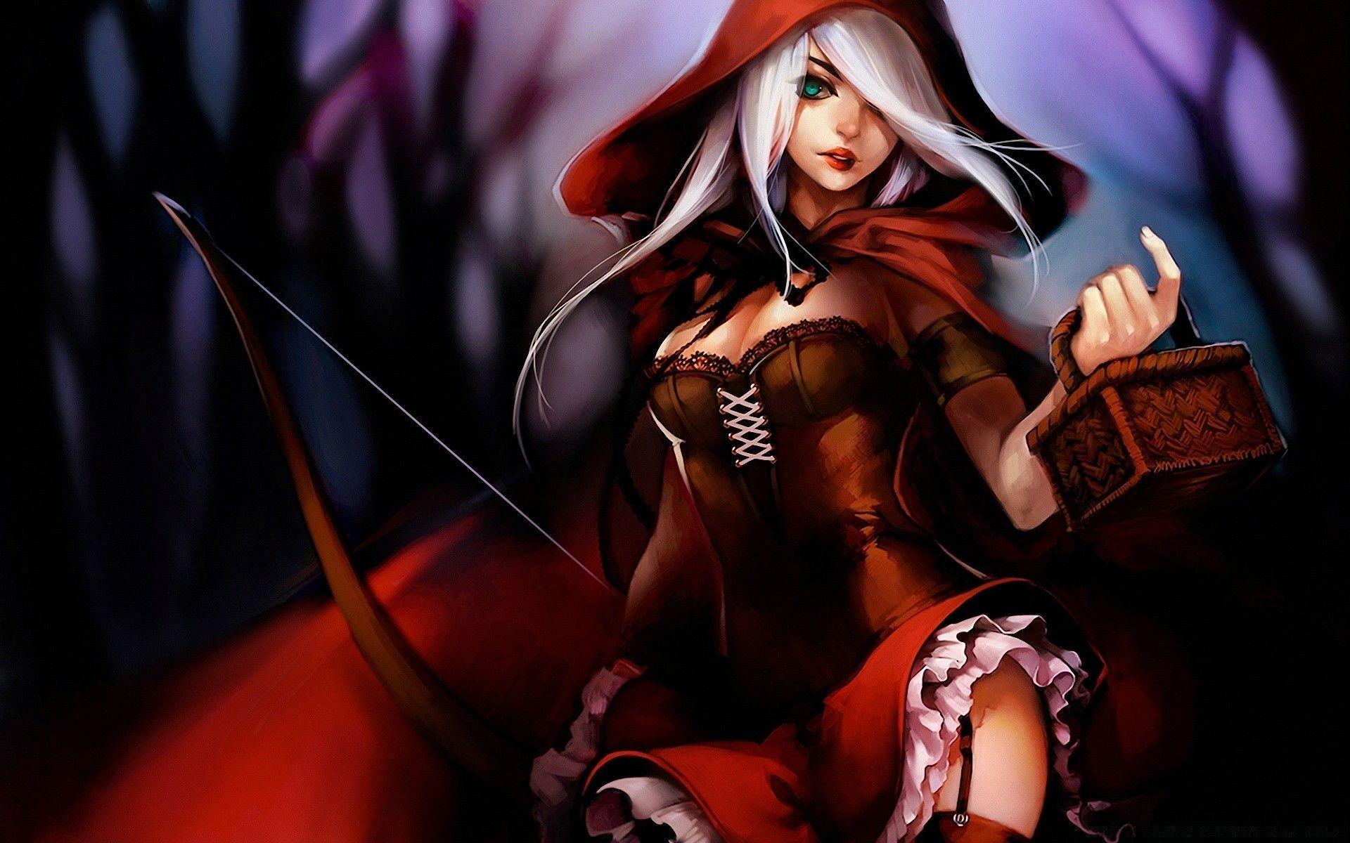 1920x1200 Red Riding Hood Illustration
