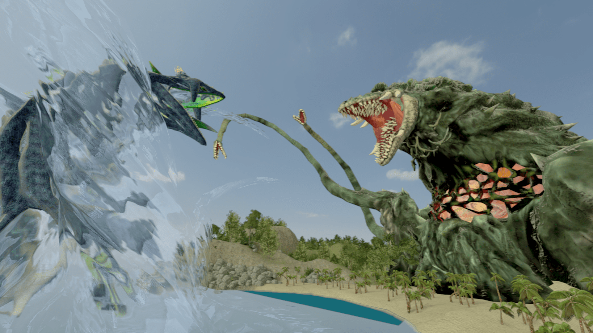 1920x1080 Perfect Chaos (Sonic) VS Biollante (Godzilla)