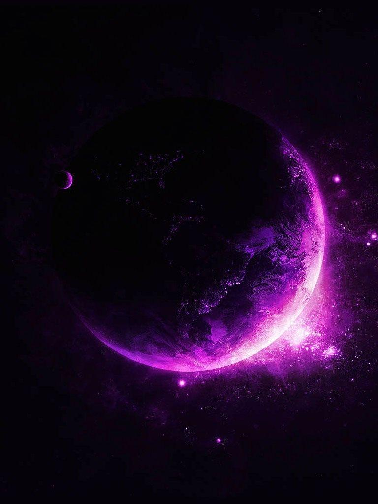 768x1024 Glowing Purple Planet Wallpaper