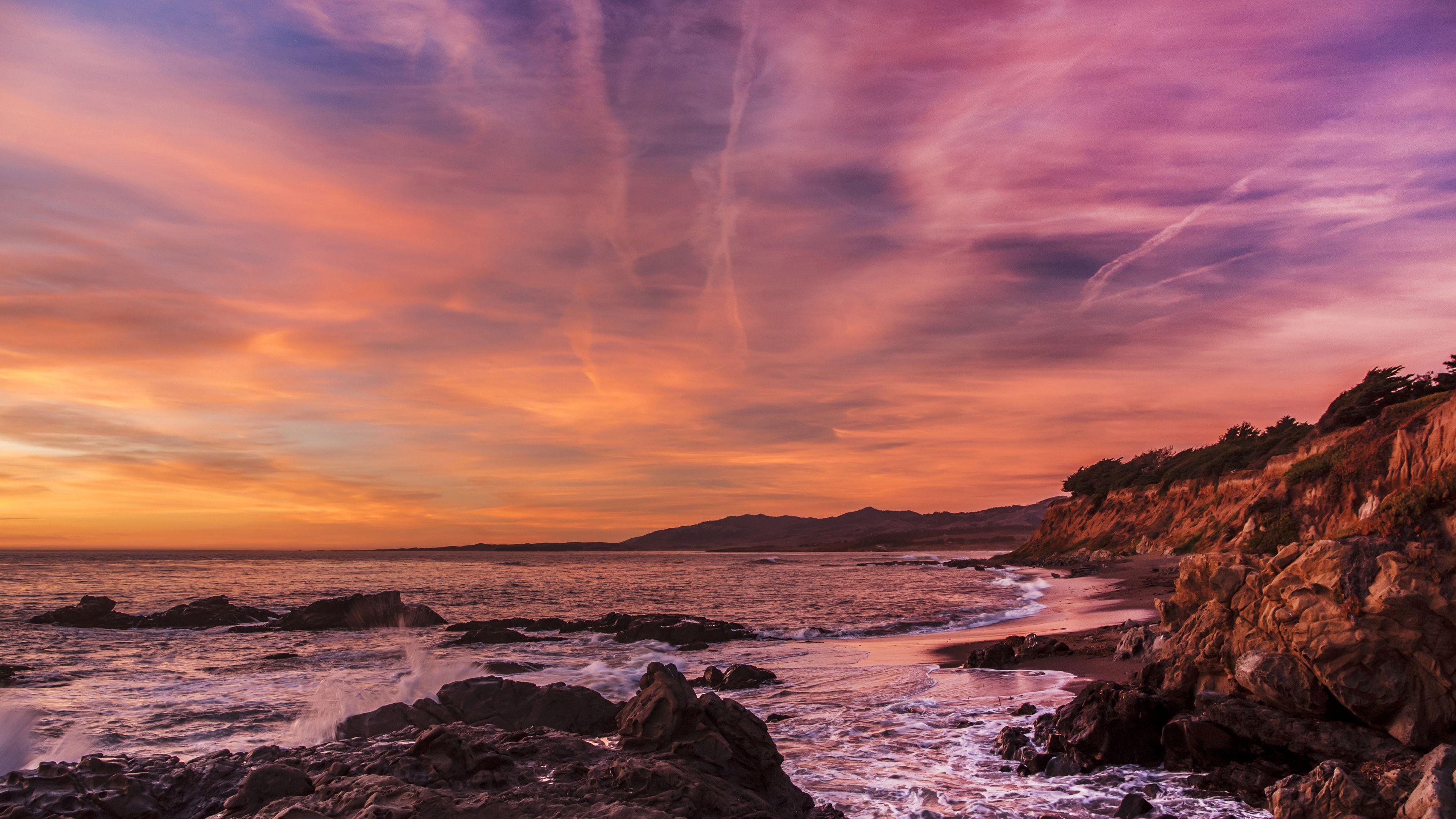 3840x2160 Wallpaper 4k Usa Coast Sunrise Waves 4k 4k Wallpaper, Coast Wallpaper, Hd Wallpaper, Nature Wallpaper, Sunrise Wallpaper, Sunset Wallpaper, Waves Wallpaper