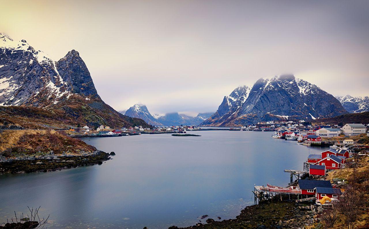 1280x796 Desktop Wallpaper Lofoten Norway Reine mountain river Cities