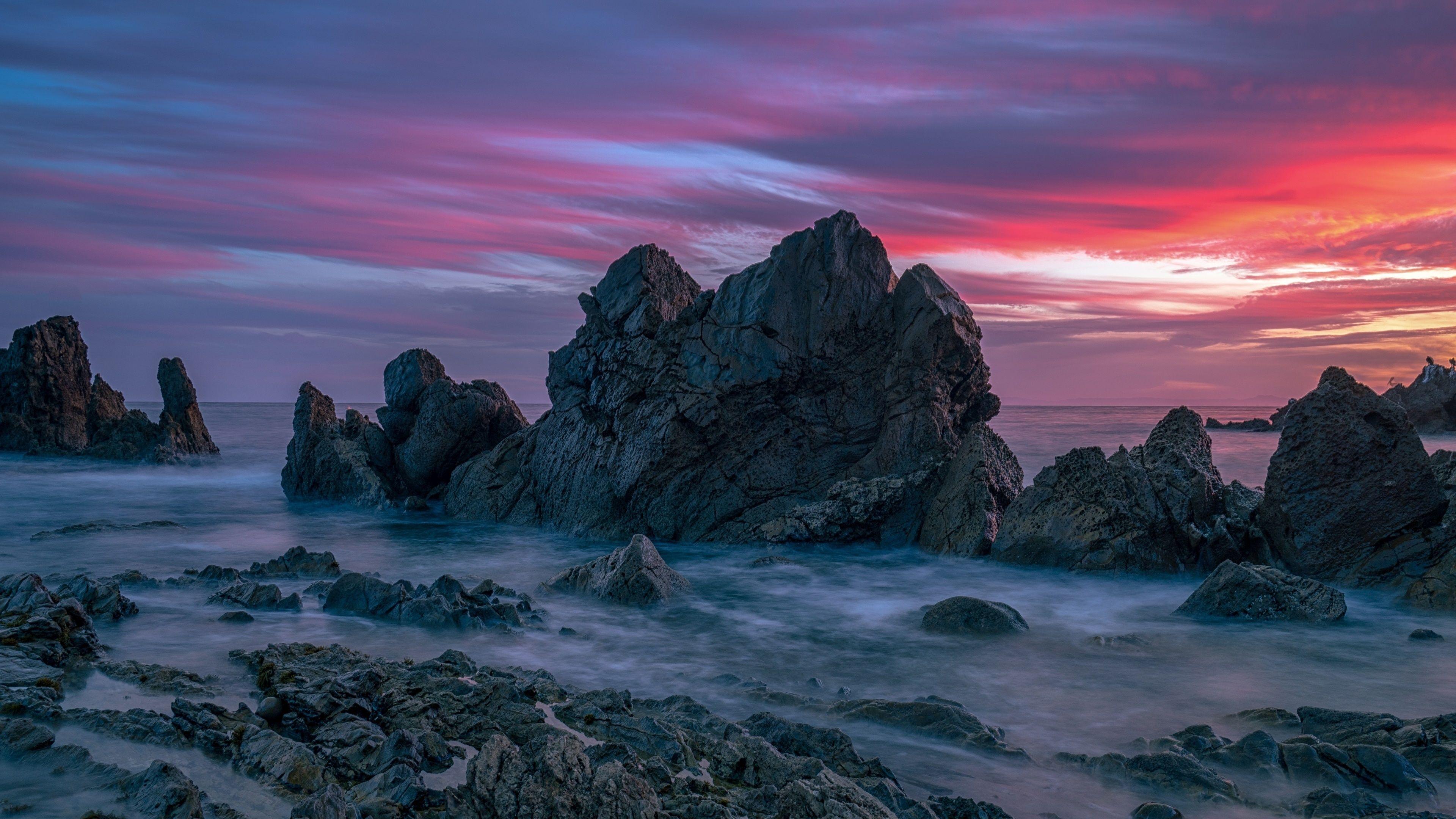 3840x2160 Download 3840x2160 wallpaper rocky coast, nature, sunset, 4k, uhd 16: widescreen, 3840x2160 HD image, background, 21099
