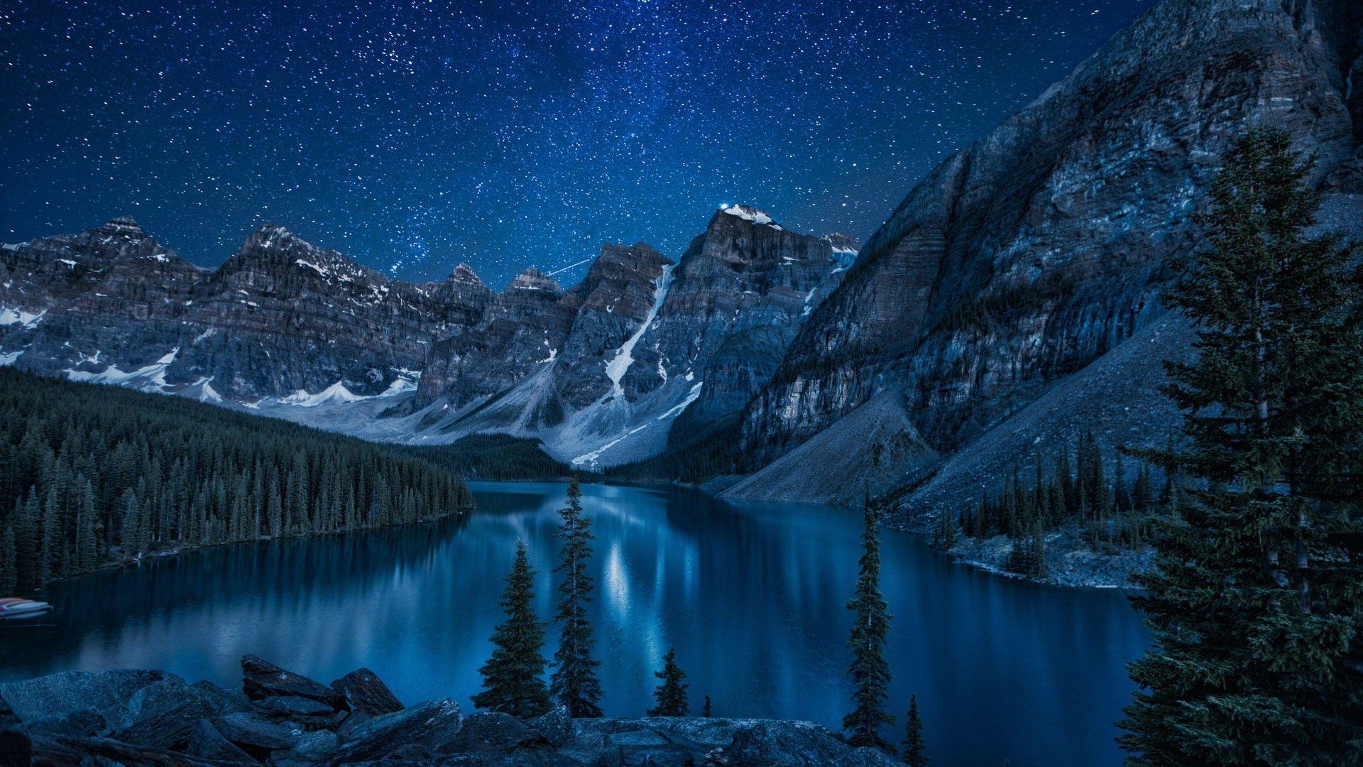 1920x1080 1920x1080 canada nature lake mountain trees forest stars landscape reflection snow wallpaper JPG 553 kB