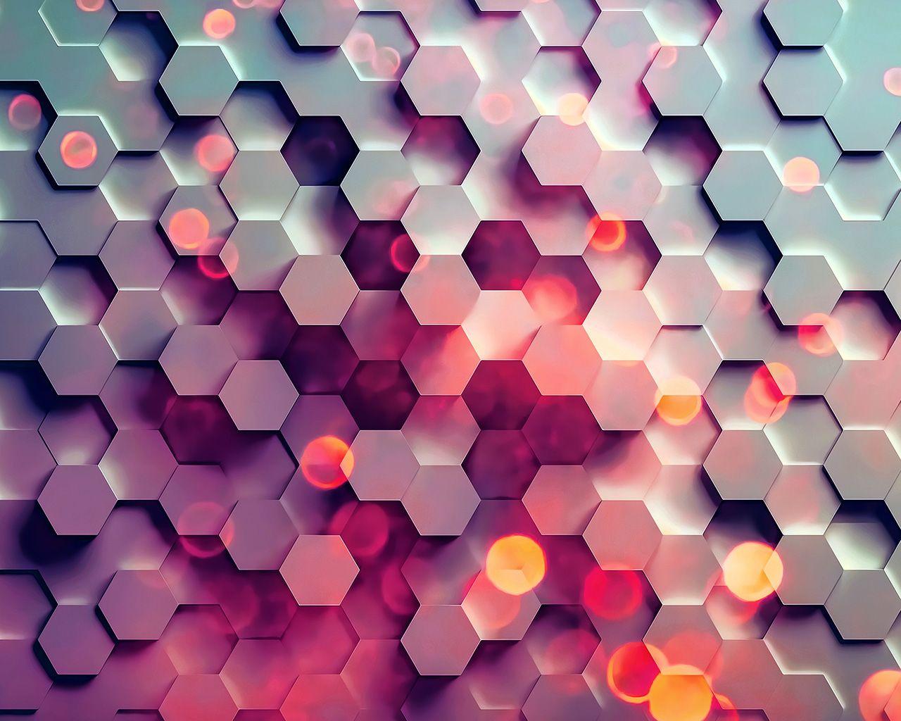 1280x1024 Honey Hexagon Digital Abstract Pattern Background Red Wallpaper