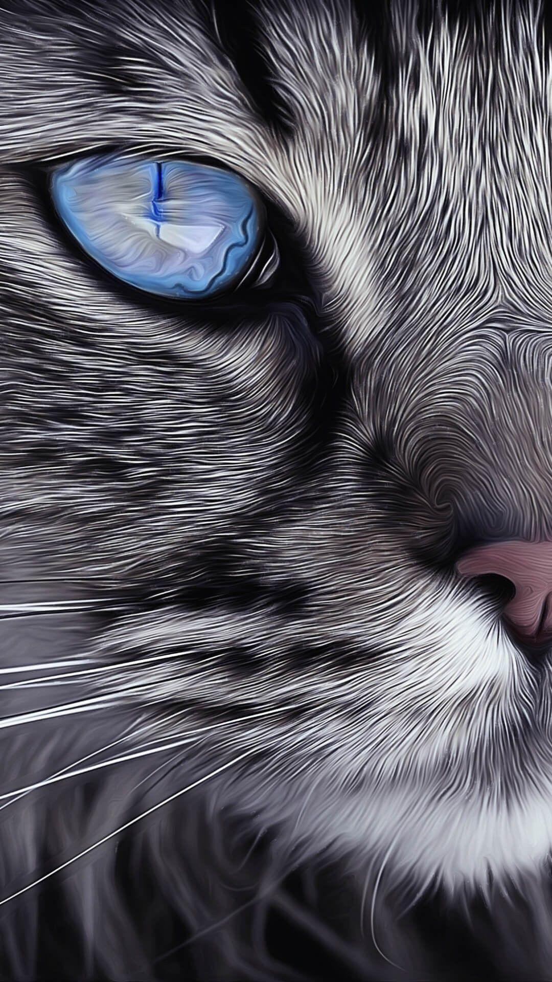1080x1920 Animal Art. Cat portraits, Cat drawing, Cute cat wallpaper
