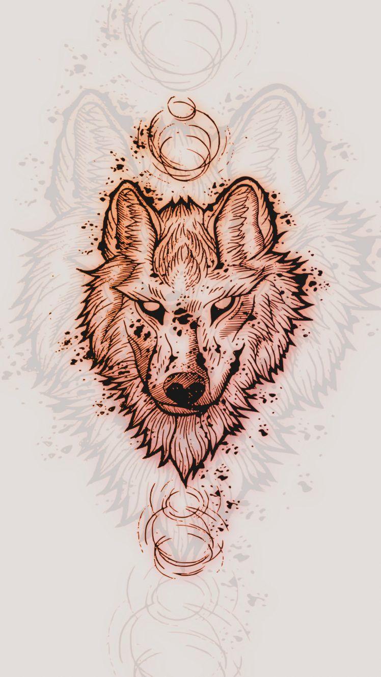 748x1330 Wolf Drawings Wallpaper