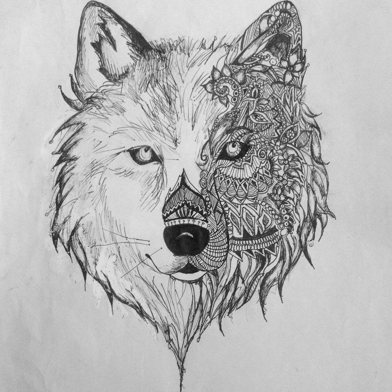 1280x1280 Wolf Drawings Wallpaper