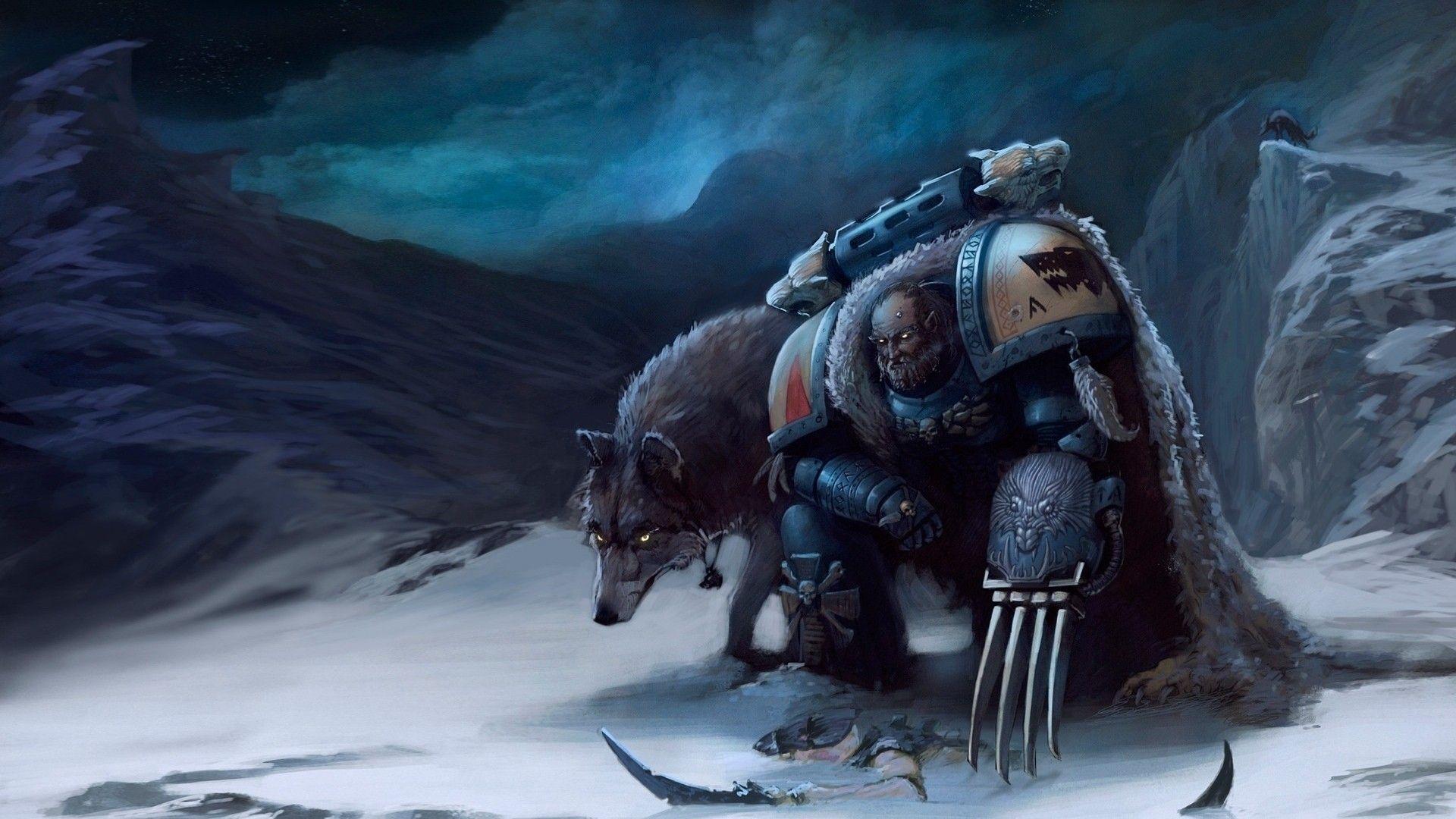 1920x1080 warhammer, 40k, Space, Marines, Wolf, Drawing, Sci, Fi, Art, Warriors, Weapons Wallpaper HD / Desktop and Mobile Background