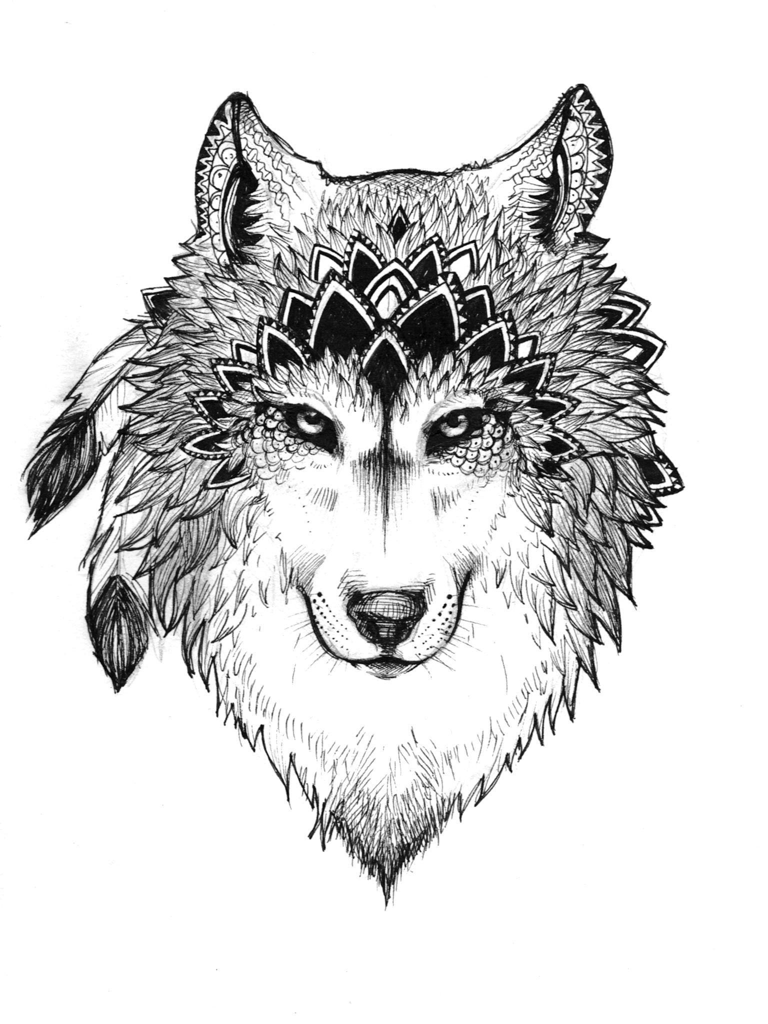 1536x2048 She Wolf. Wolf drawing, Geometric animal tattoo, Wolf art print