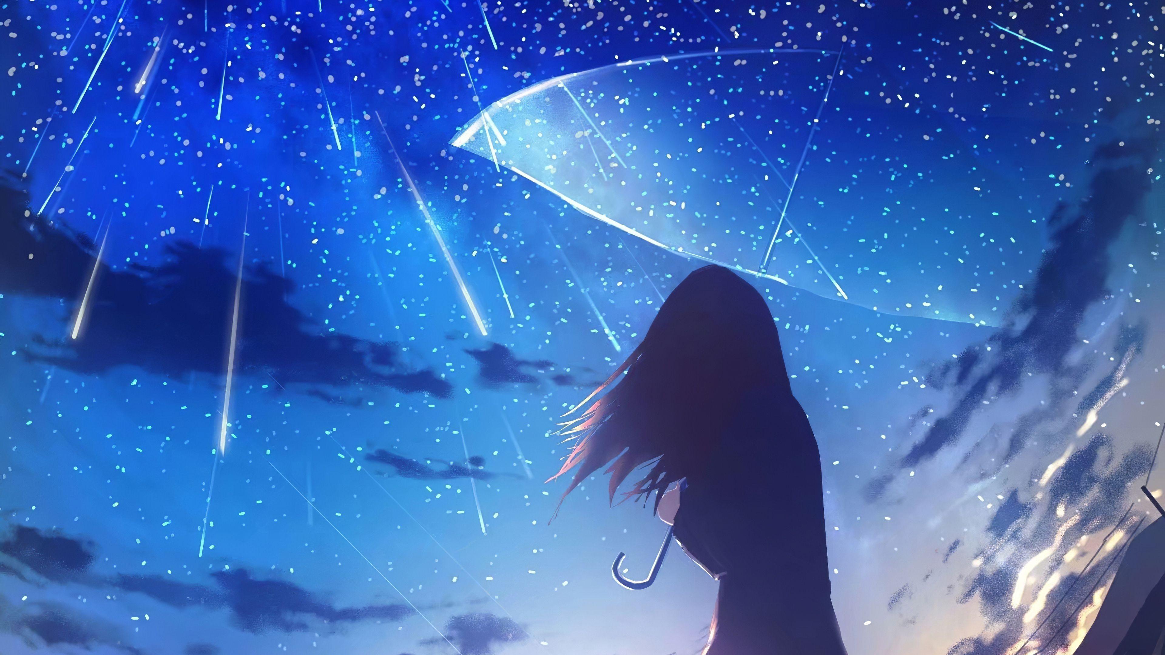 3840x2160 Cute Anime Rain Girl Wallpaper .