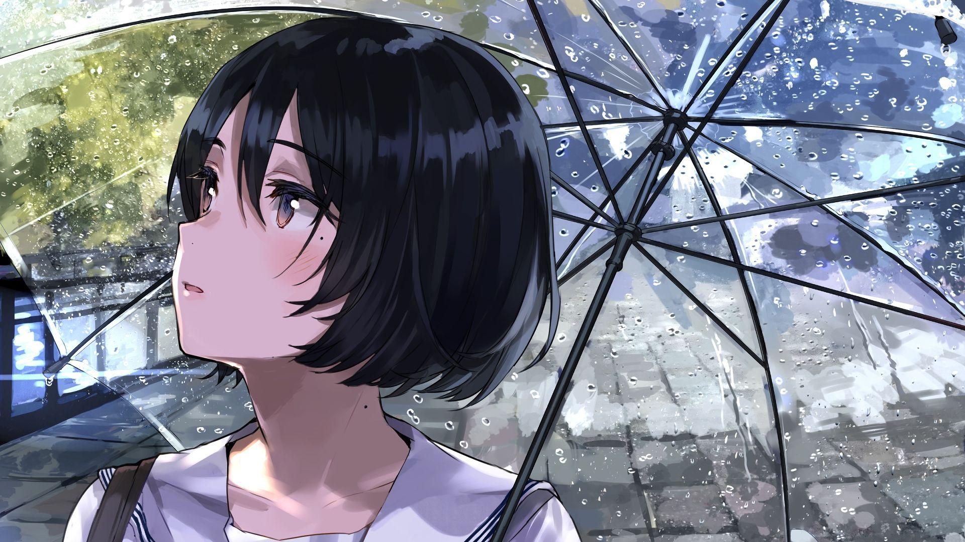 1920x1080 Desktop Wallpaper Umbrella, Anime Girl, Cute, Rain, Original, HD Image, Picture, Background, 3D8b6e