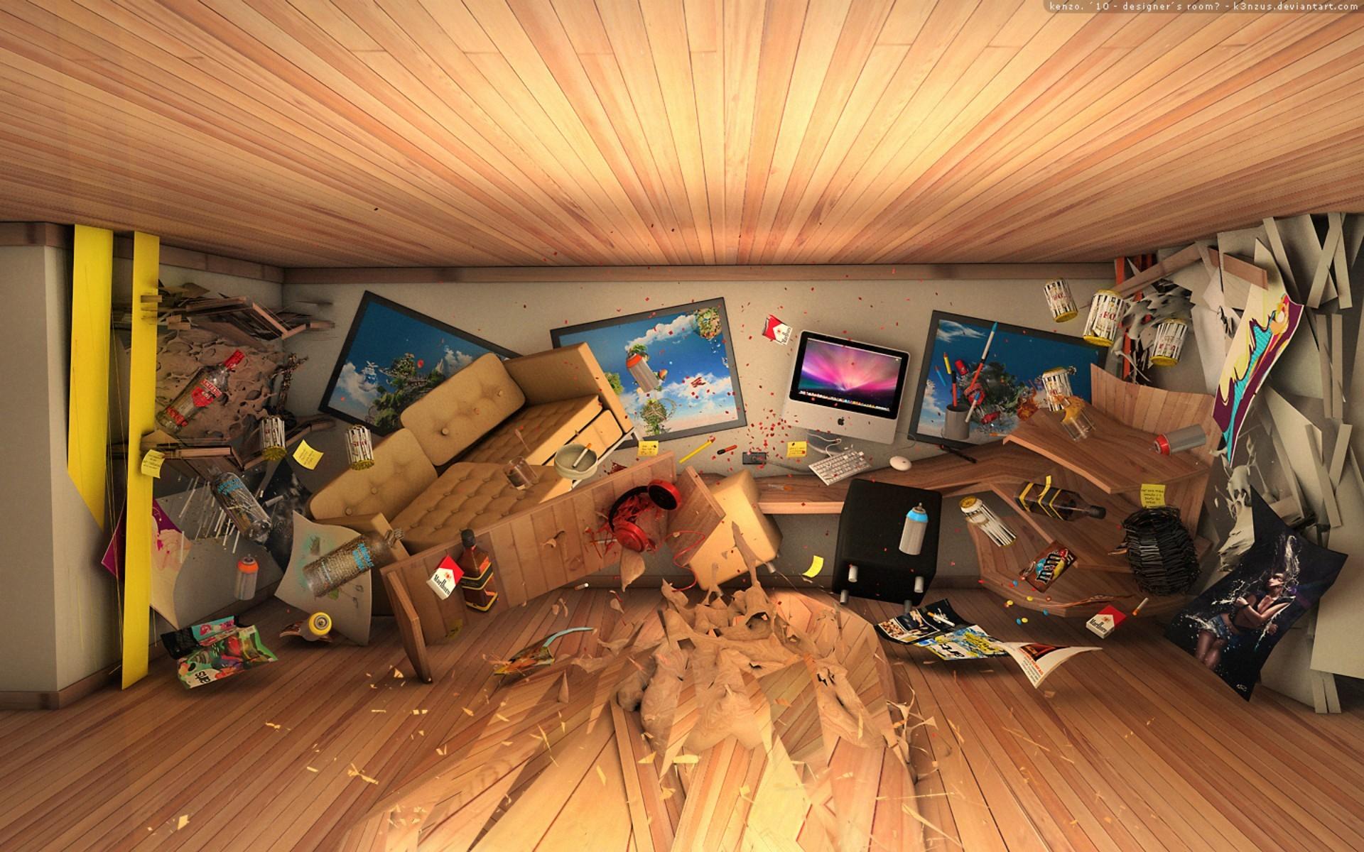 1920x1200 3D view, room, home, artwork Wallpaper /