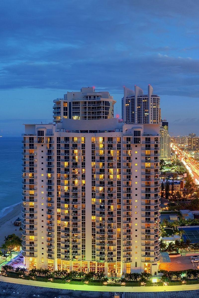 800x1200 Download Wallpaper 800x1200 Sunny Isles Beach, Miami, Florida, Panorama, Atlantic Coast, City Nightlife Iphone 4s 4 For Parallax HD Background