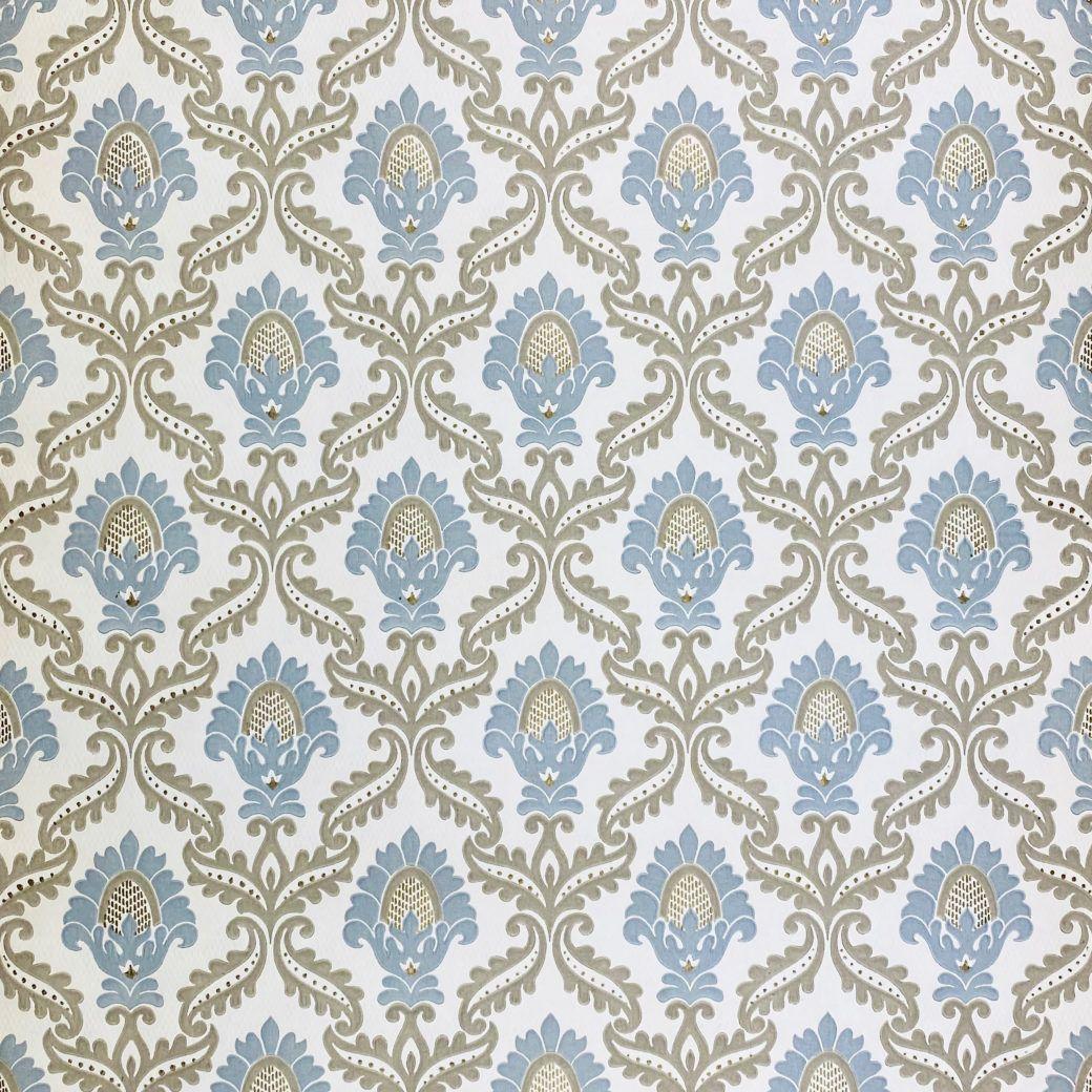 1040x1040 Vintage Wallpaper Shop. Blue and Grey Baroque Wallpaper
