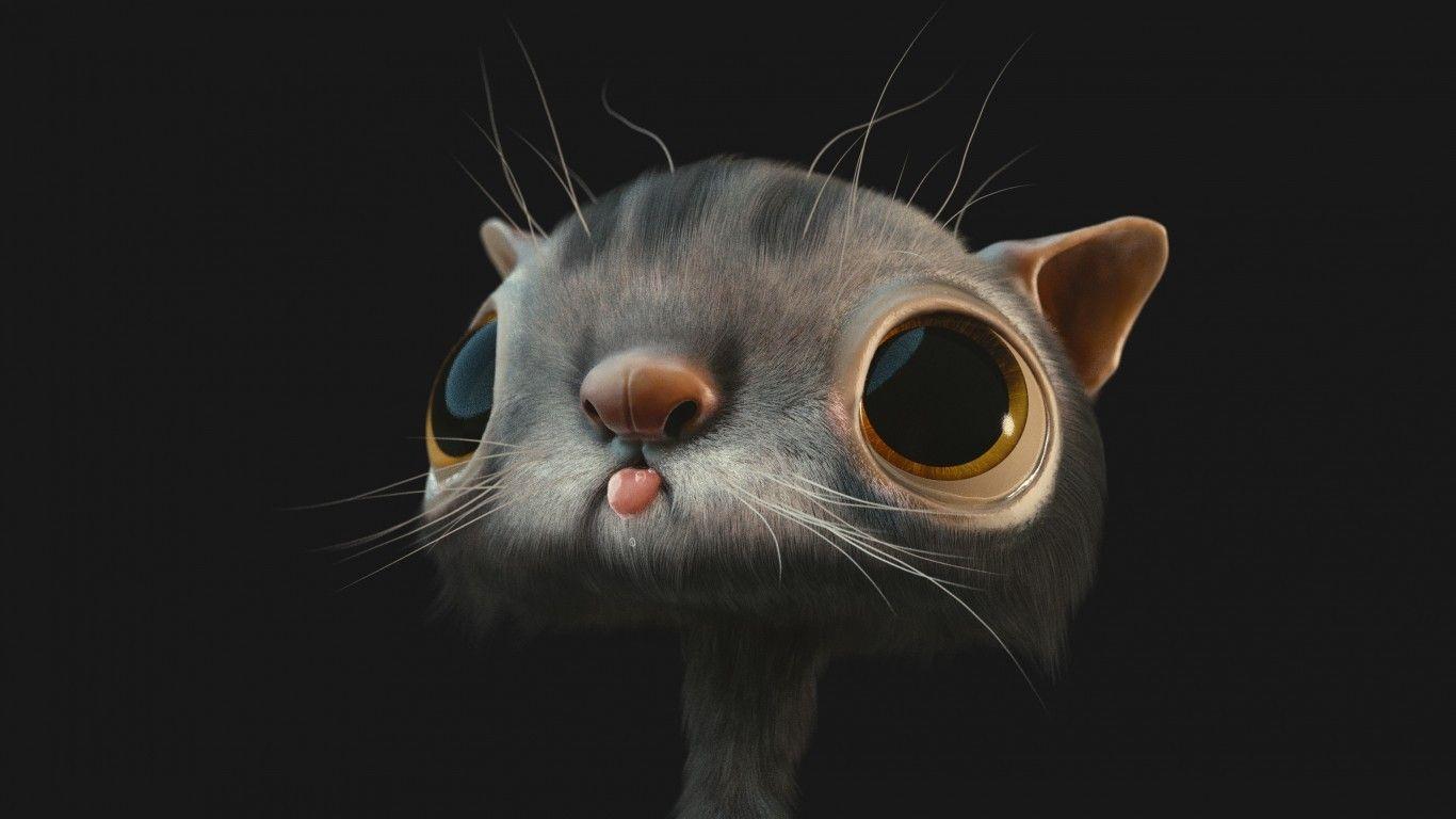 1366x768 Download 1366x768 Cat Model, Tongue, Close Up Face Wallpaper For Laptop, Notebook