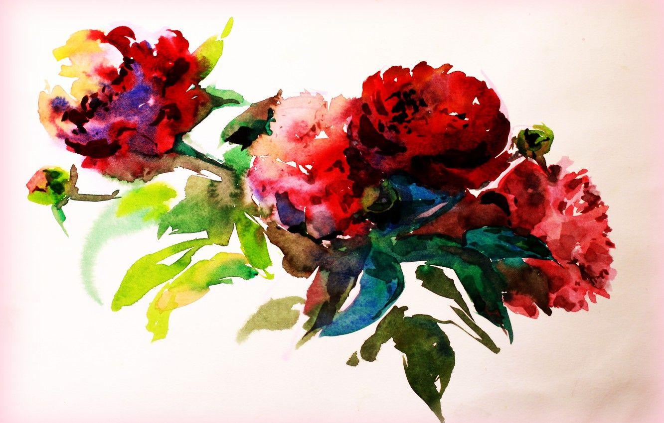 1332x850 Wallpaper flowers, paper, paint, figure, watercolor, painting, creativity, drawing image for desktop, section живопись