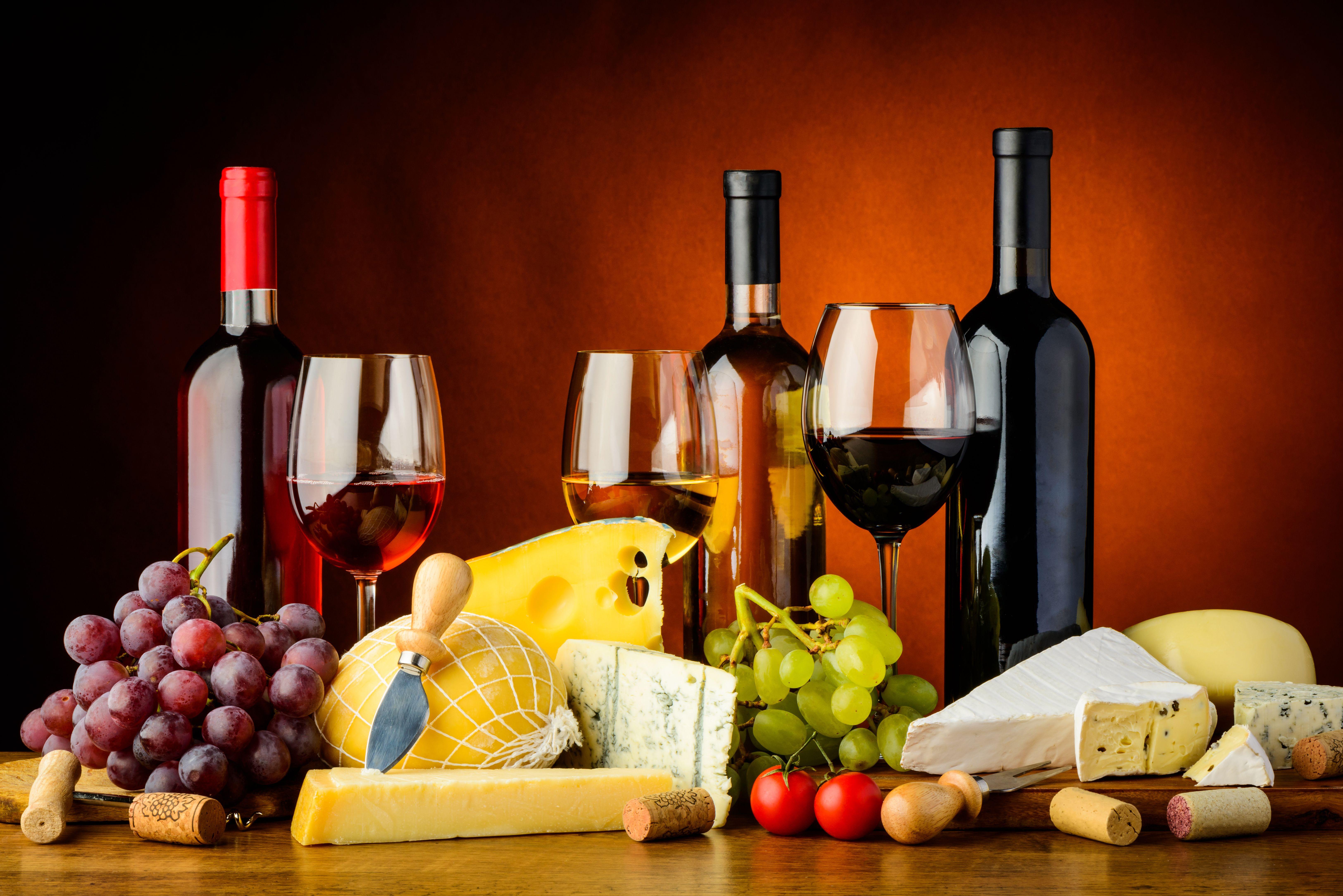 6500x4338 Bottle Cheese Glass Grapes Still Life Wine wallpaperx4338