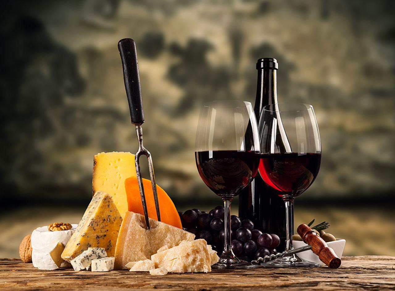 1280x942 Picture Wine Grapes Cheese Food Bottles Stemware Still Life