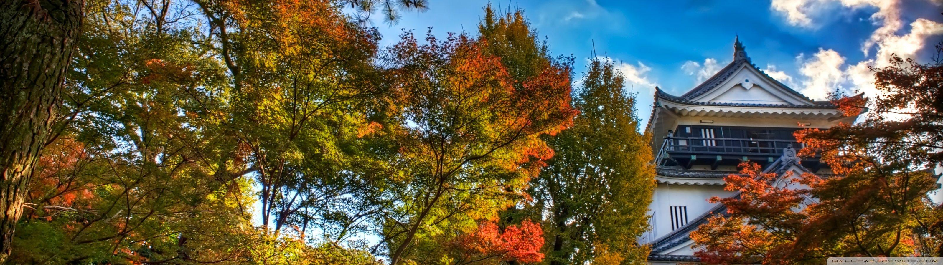 3200x900 Japanese Castle, Autumn ❤ 4K HD Desktop Wallpaper for 4K Ultra HD