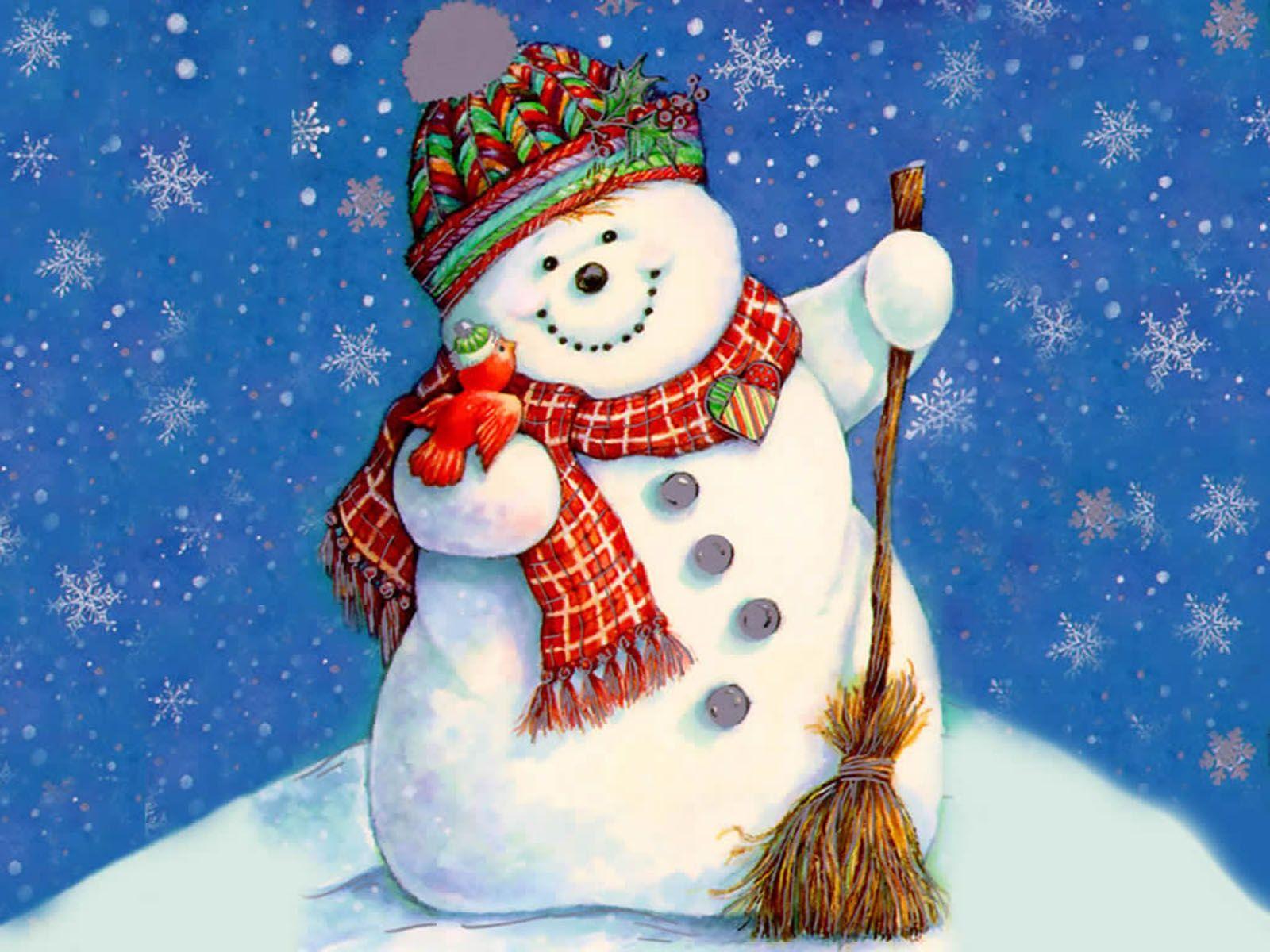1600x1200 Christmas Snowman Art .