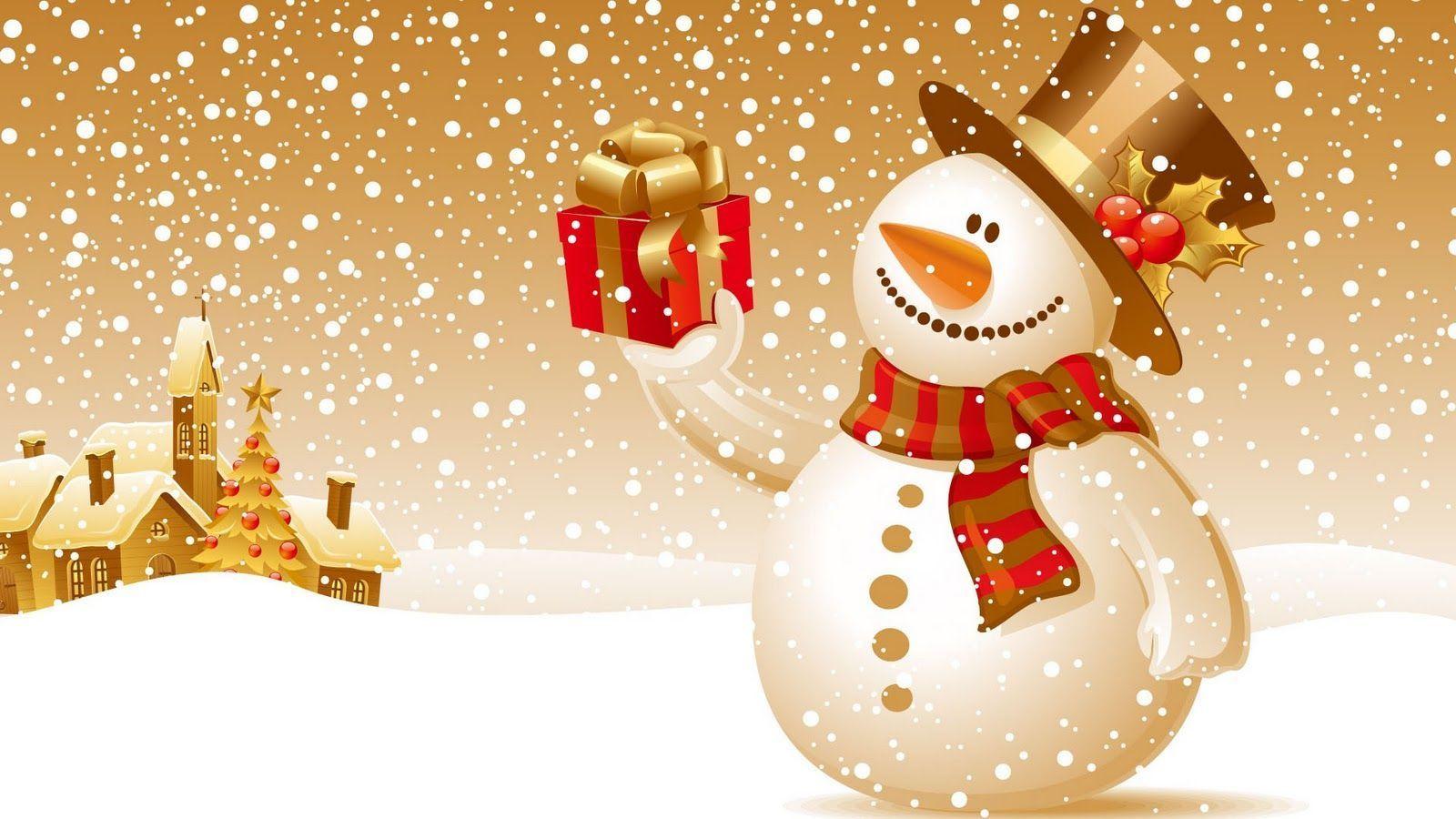 1600x900 Country Snowman Desktop Wallpaper