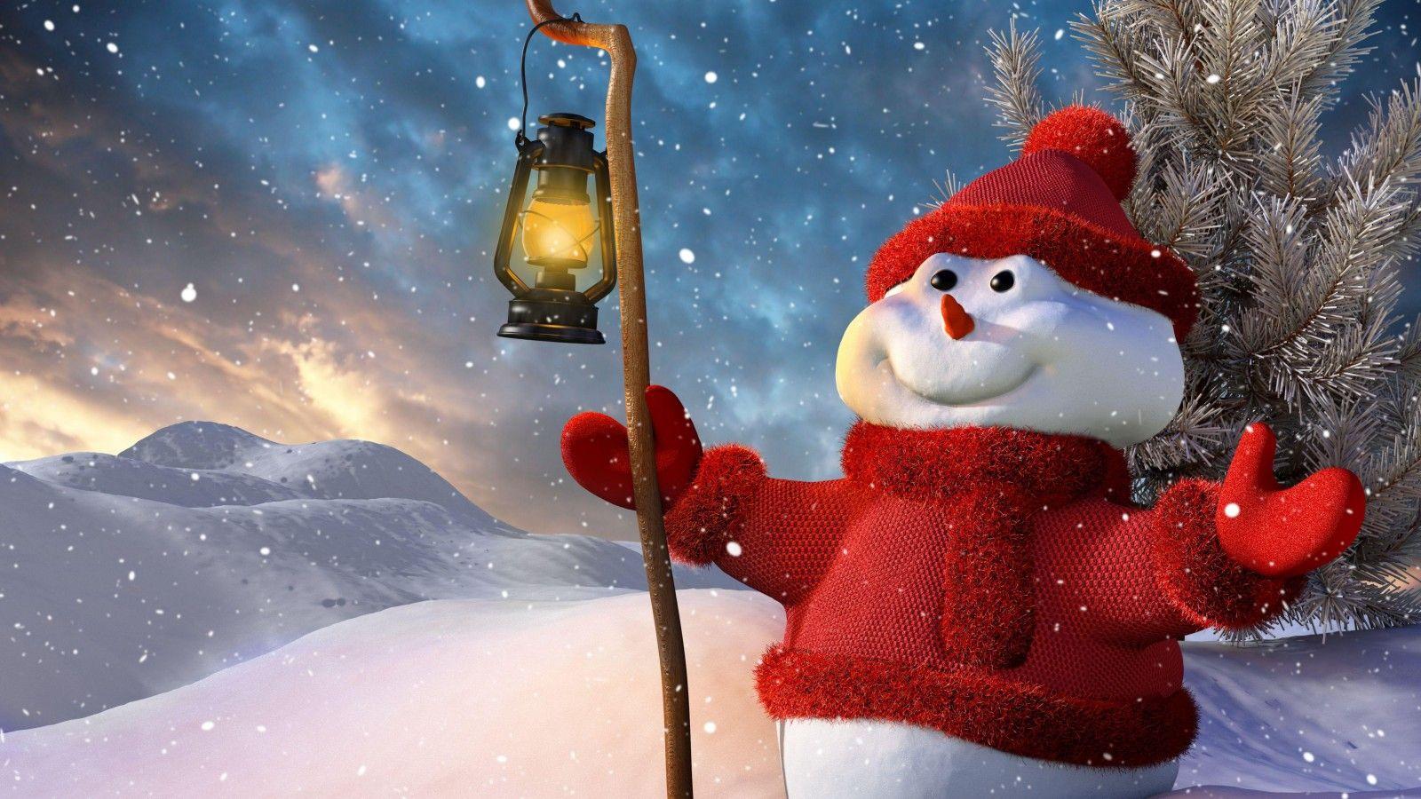 1600x900 New Year Christmas Snowman Lamp Tree Snow Smiling 36368 4800×3430 : HD Wallpaper Download