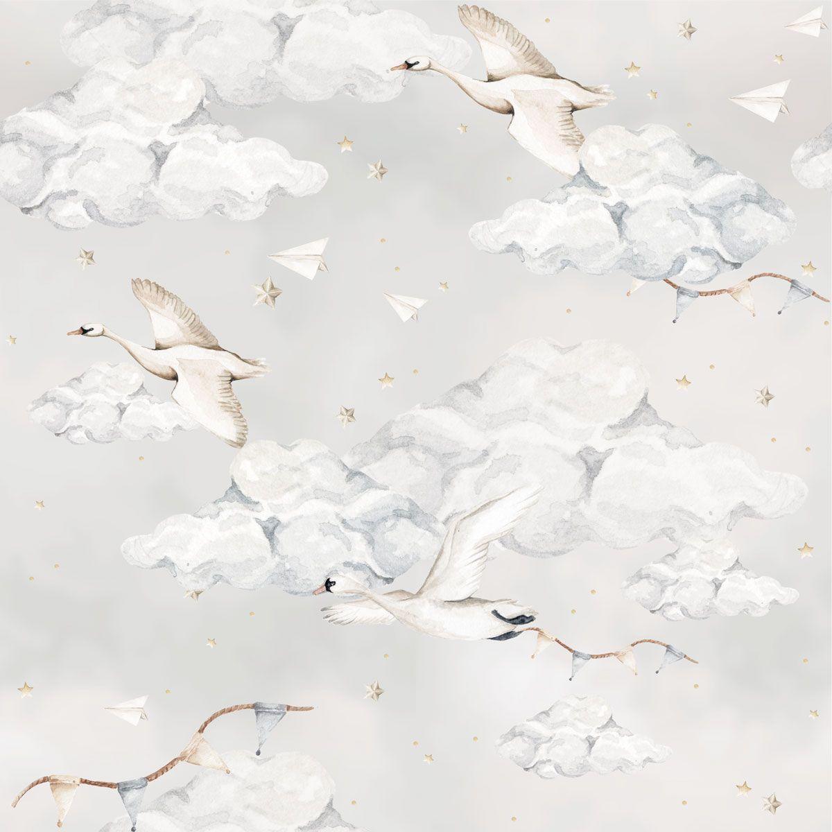 1200x1200 Magic Swans Blue Wallpaper.com Wallstickers And Wallpaper Online Store