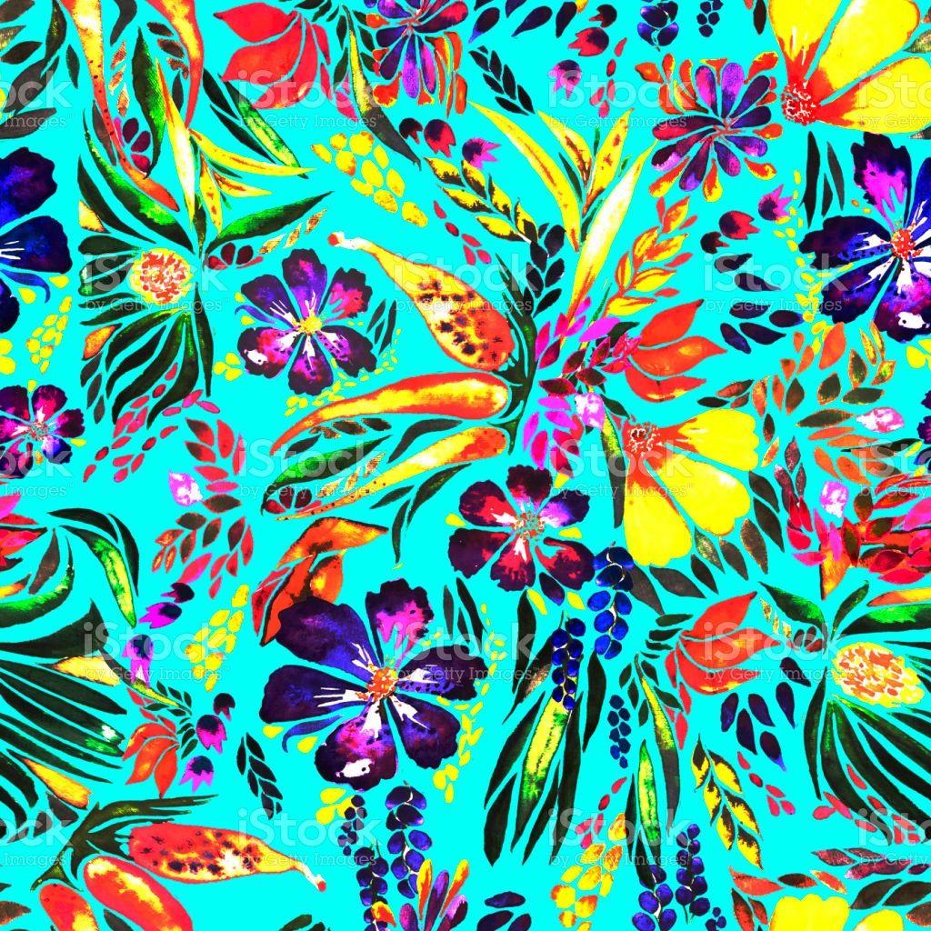 1024x1024 Bright Watercolor Abstract Tropical Flowers Floral HD Wallpaper