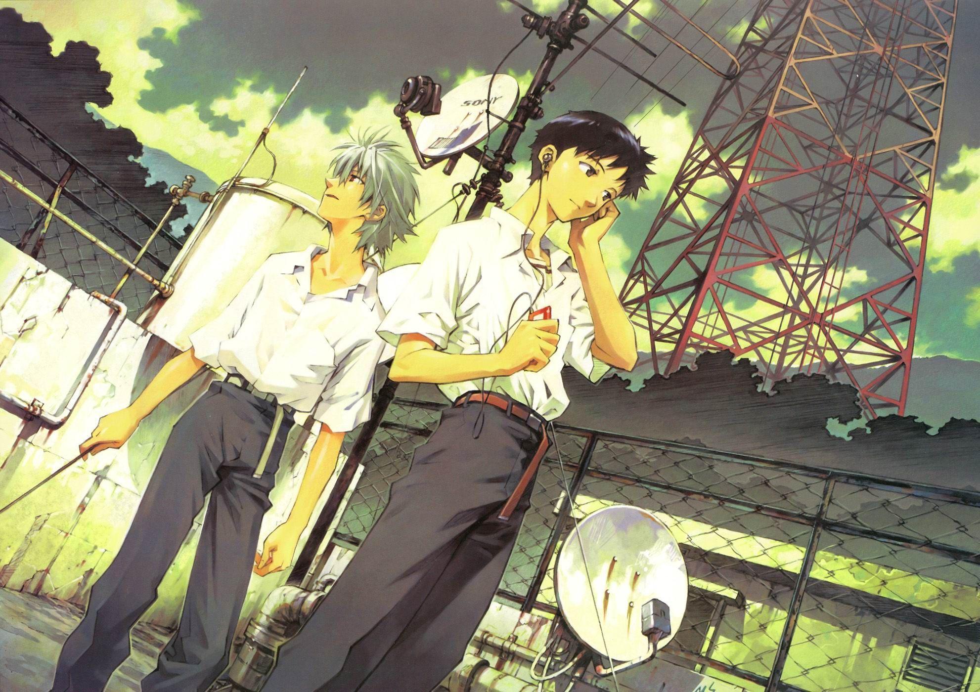 1982x1400 Ikari Shinji Kaworu Nagisa Neon Genesis Evangelion anime gray hair wallpaper / Wallbase.cc. Neon evangelion, Neon genesis evangelion, Evangelion kaworu