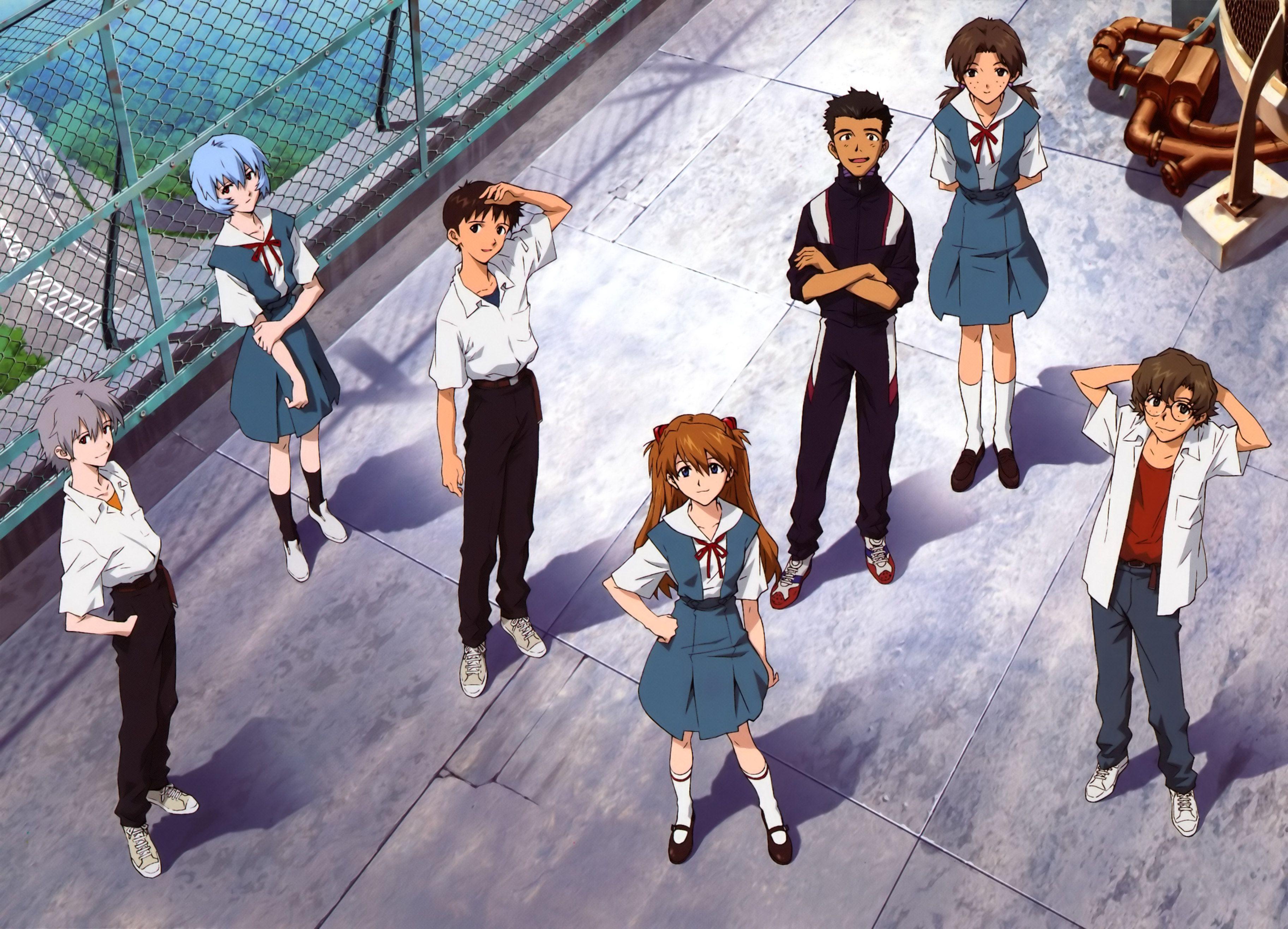 3649x2632 Download Wallpaper, Download school uniforms ayanami rei neon genesis evangelion ikari shinji kaworu nagisa asuka langley soryu Wallpaper –Free Wallpaper Download