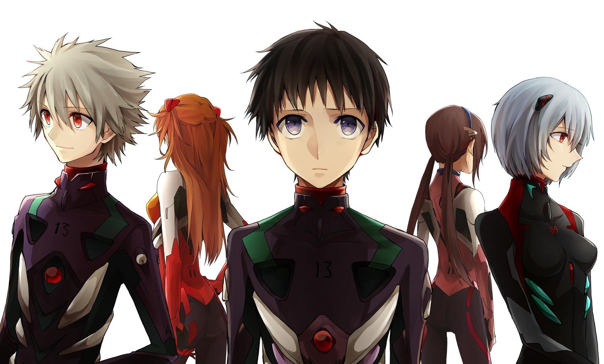 1967x1186 Ayanami Rei, Neon Genesis Evangelion, Ikari Shinji, Rebuild of Evangelion, Kaworu Nagisa, Makinami Mari Illustrious, Asuka Langley Soryu, anime, anime boys, simple background, anime girls wallpaper