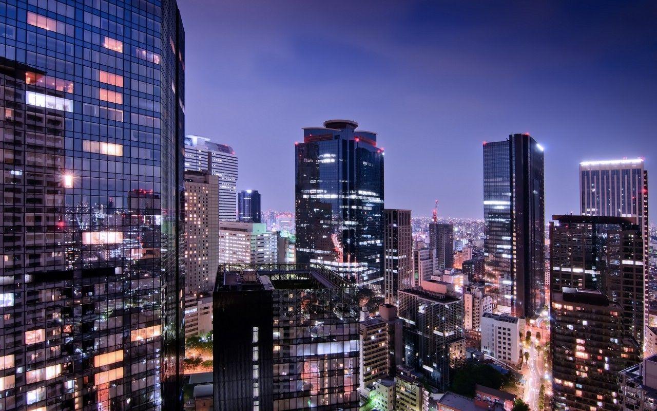 1280x800 Skyscrapers: Tokyo Skyscraper Japan City Night Dual Monitor