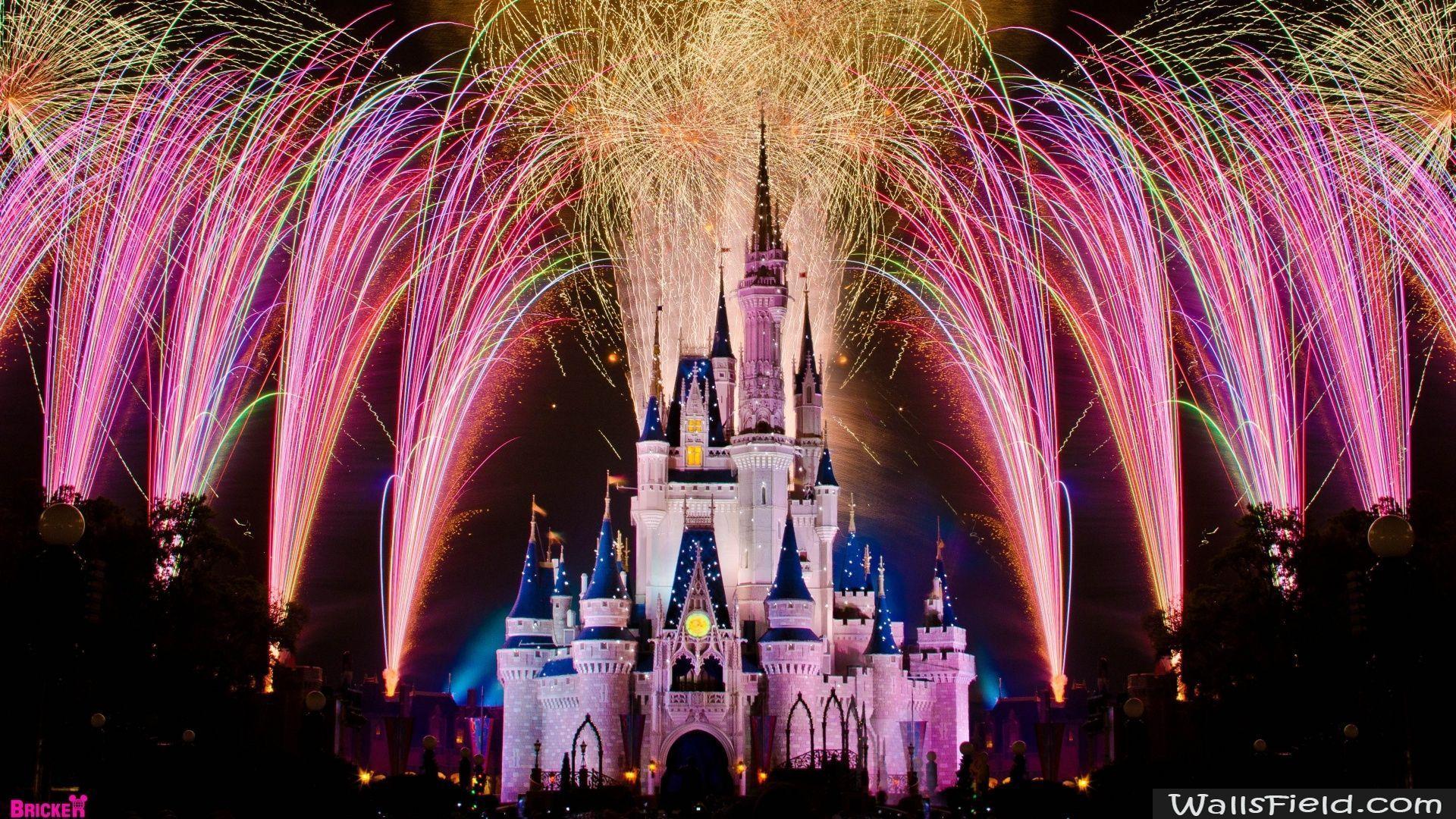 1920x1080 Disney Castle Fireworks Wallpaper