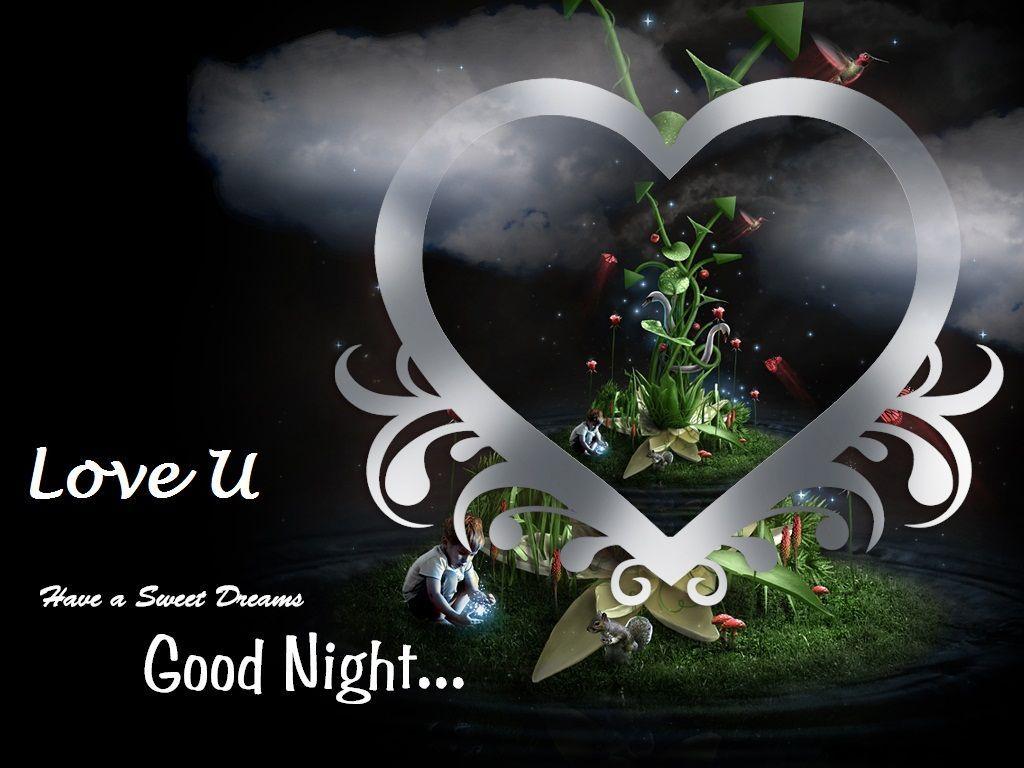 1024x768 Heart Good Night Wallpaper