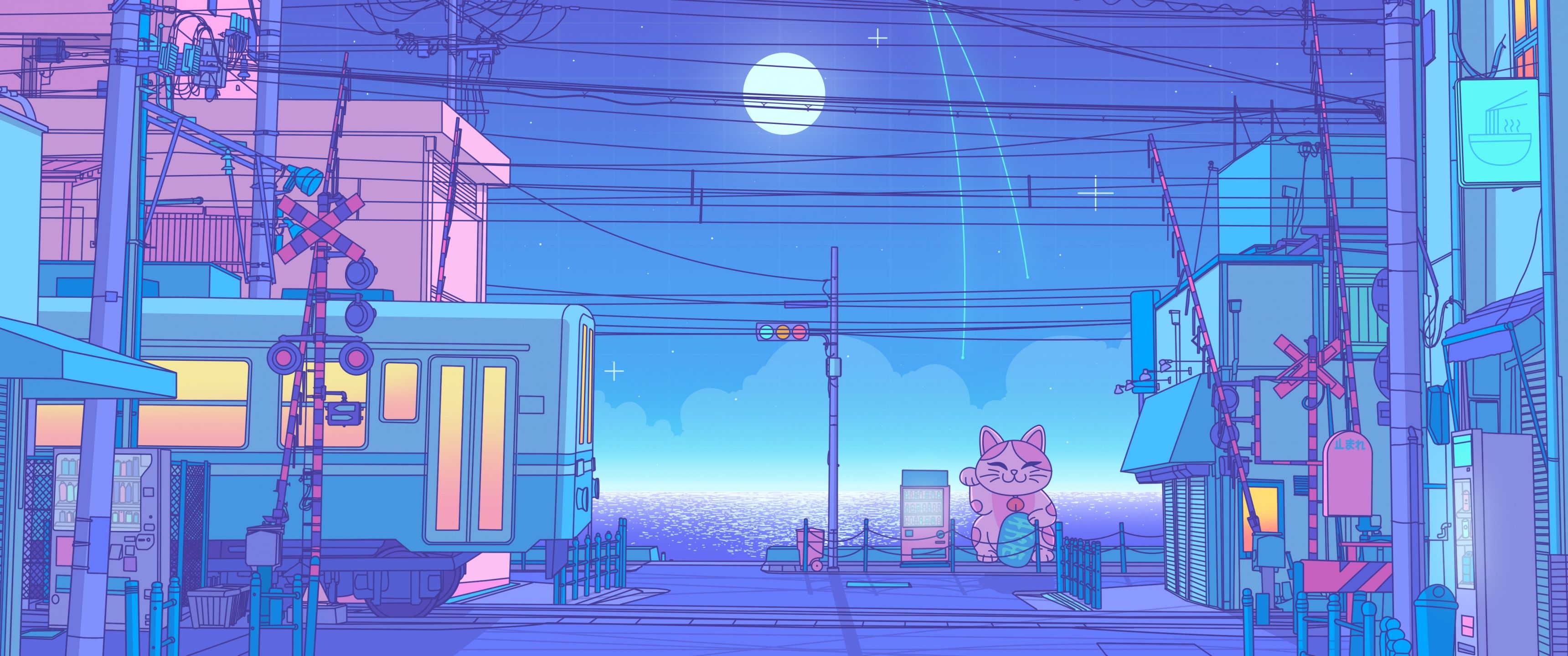 3440x1440 Lofi Wallpaper 4K, Japanese, Synthwave, Vaporwave