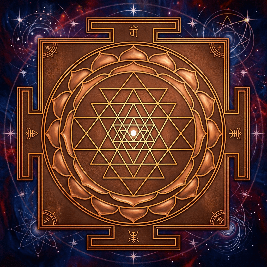 1024x1024 Shree Yantra: Detailed Photo & Symbolism In Hindu Tradition. AI Art Generator. Easy Peasy.AI