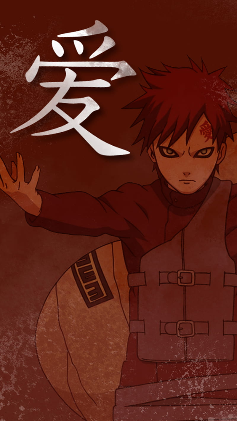 800x1422 Gaara LOVE, anime, naruto, red, HD phone wallpaper