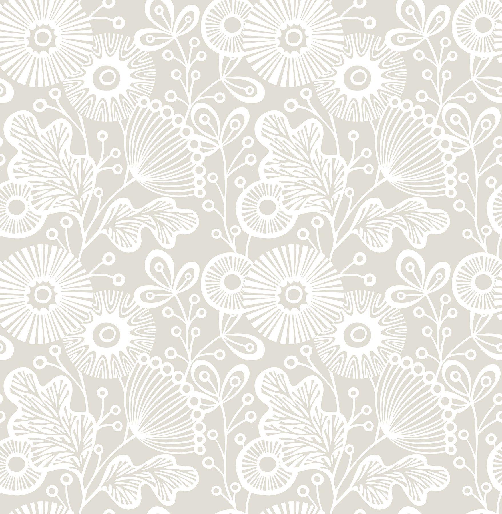 1756x1800 Columbia Paints. Ana Taupe Floral Wallpaper