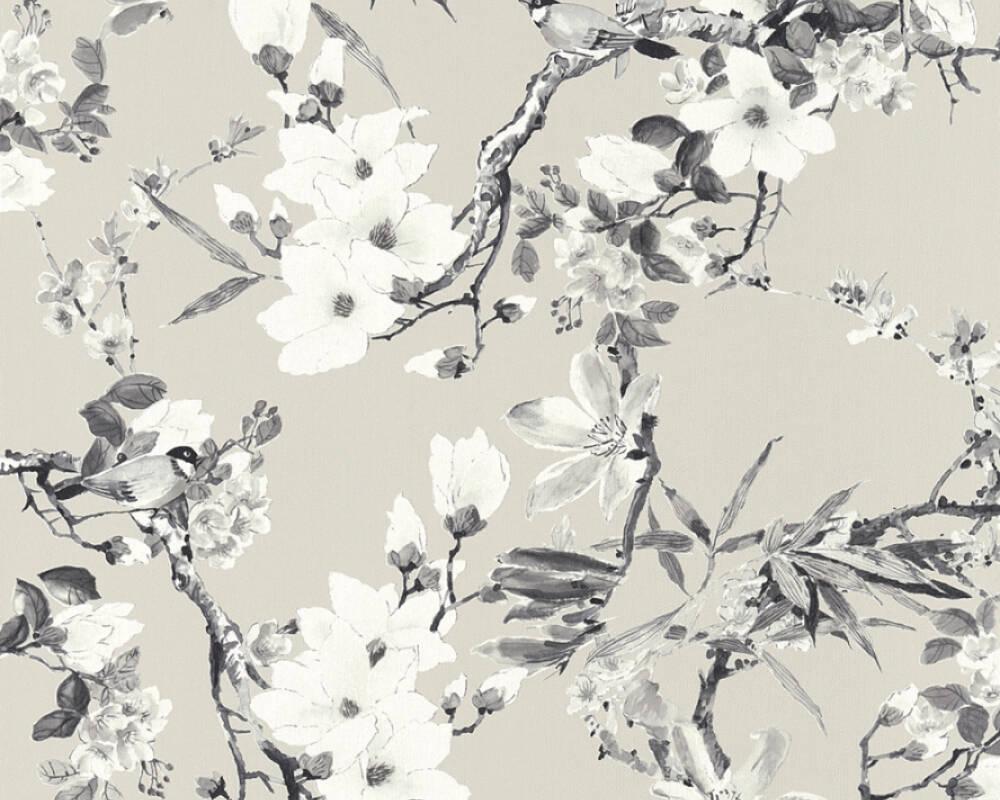 1000x800 MICHALSKY LIVING Wallpaper «Cottage, Flowers, Beige, Black, Grey, Taupe» 364983