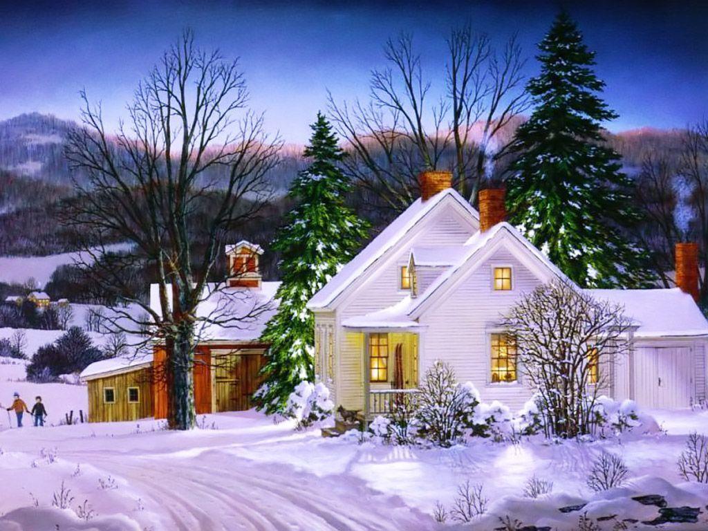 1024x768 Winter Wallpaper Image. Christmas wallpaper, Christmas landscape, Christmas scenes