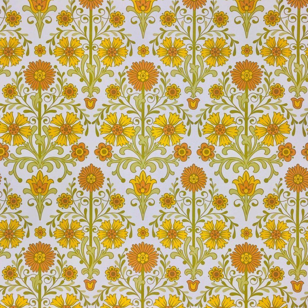 1040x1040 Vintage Wallpaper Shop. Vintage Orange Floral Wallpaper