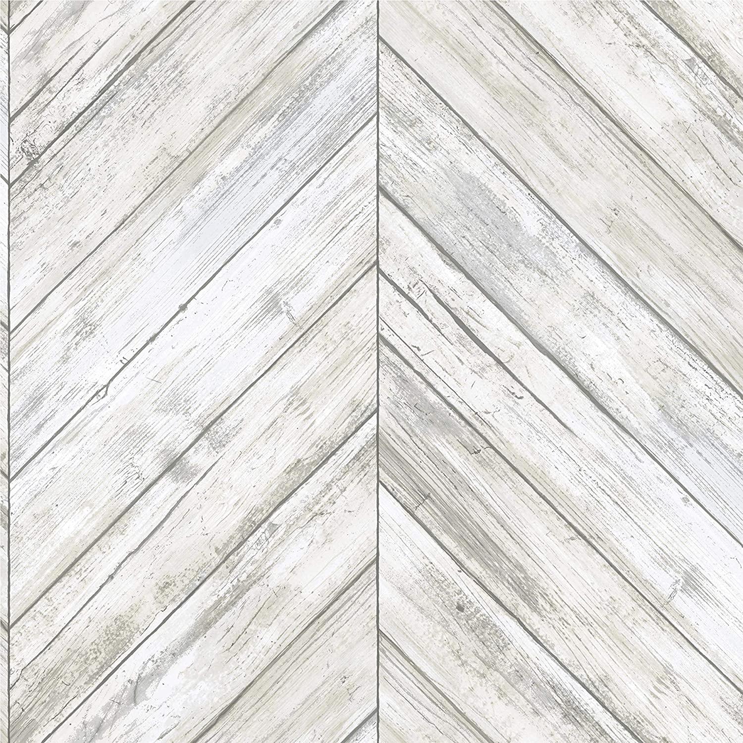 1500x1500 RoomMates RMK11453WP White Herringbone Wood Boards Peel and Stick Wallpaper