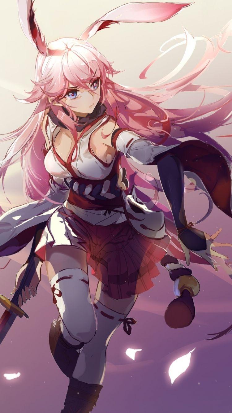 750x1334 Download 750x1334 wallpaper yae sakura, benghuai xueyuan, anime girl, sword, iphone iphone 750x1334 HD image, background, 3936