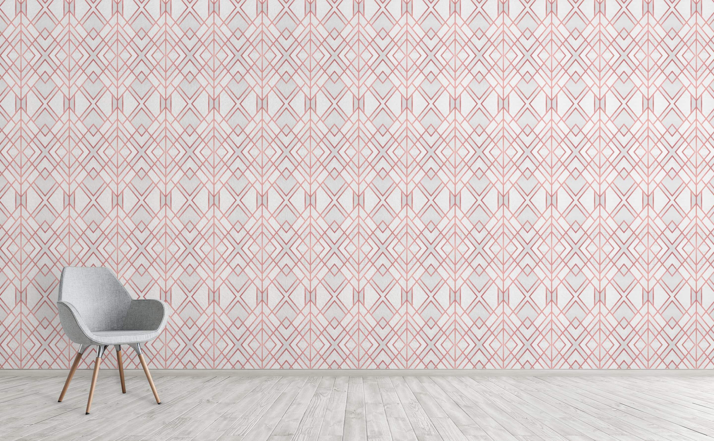 2880x1780 Art Deco Diamond Pattern Wallpaper for Walls. Rose Gold Geo