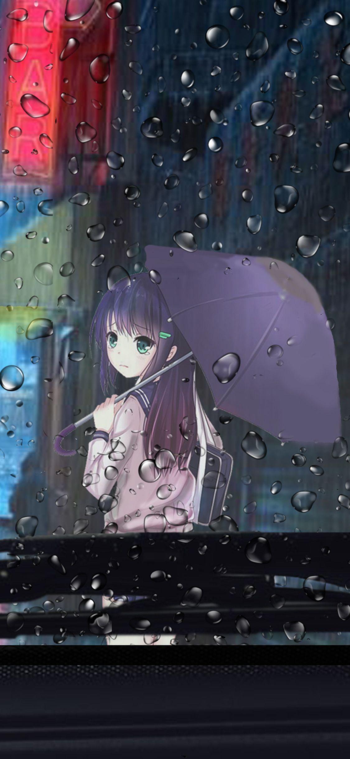 1125x2436 Rainy Day Anime Persona Wallpaper .